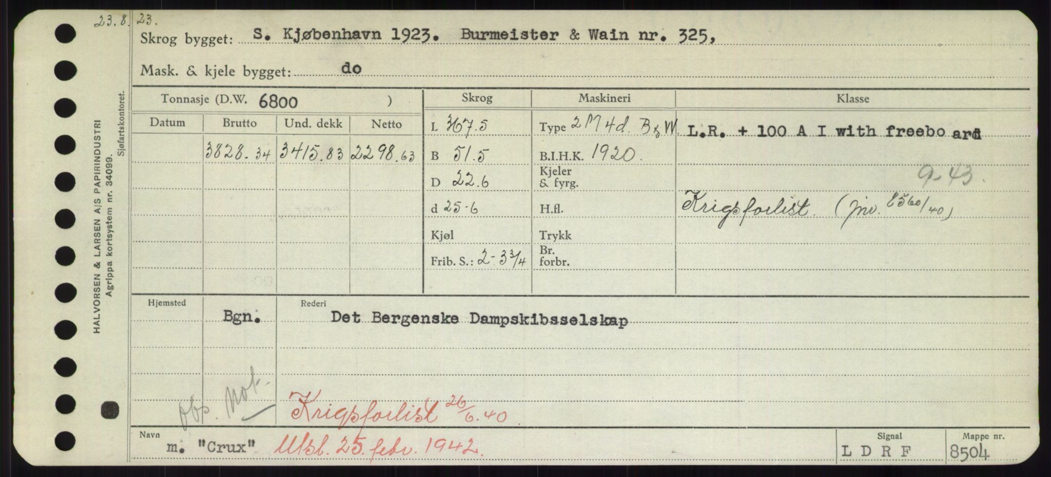Sjøfartsdirektoratet med forløpere, Skipsmålingen, RA/S-1627/H/Hd/L0008: Fartøy, C-D, p. 273