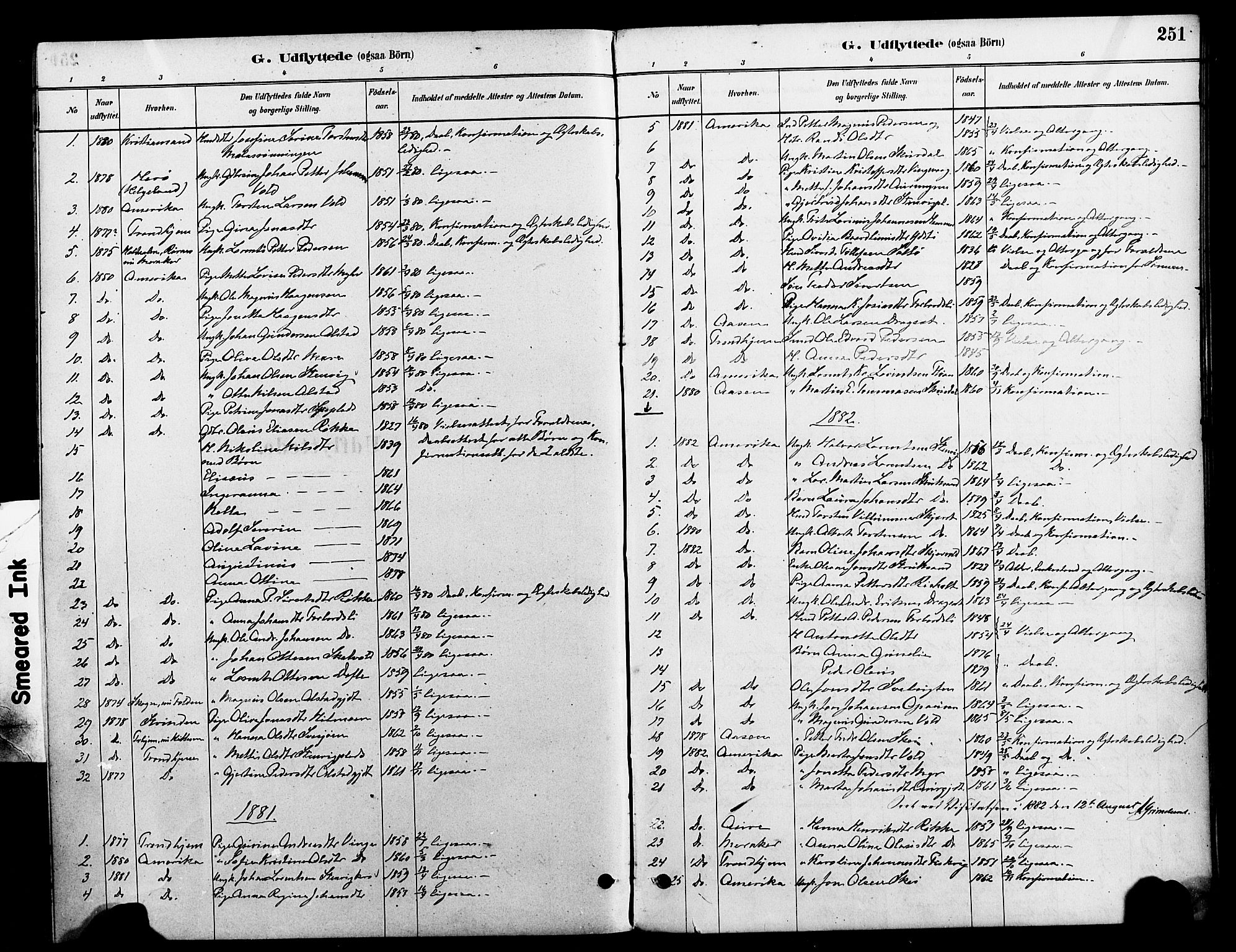 Ministerialprotokoller, klokkerbøker og fødselsregistre - Nord-Trøndelag, SAT/A-1458/712/L0100: Parish register (official) no. 712A01, 1880-1900, p. 251