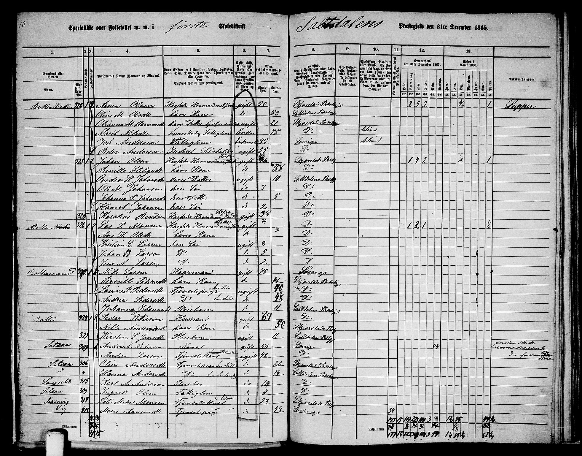 RA, 1865 census for Saltdal, 1865, p. 24