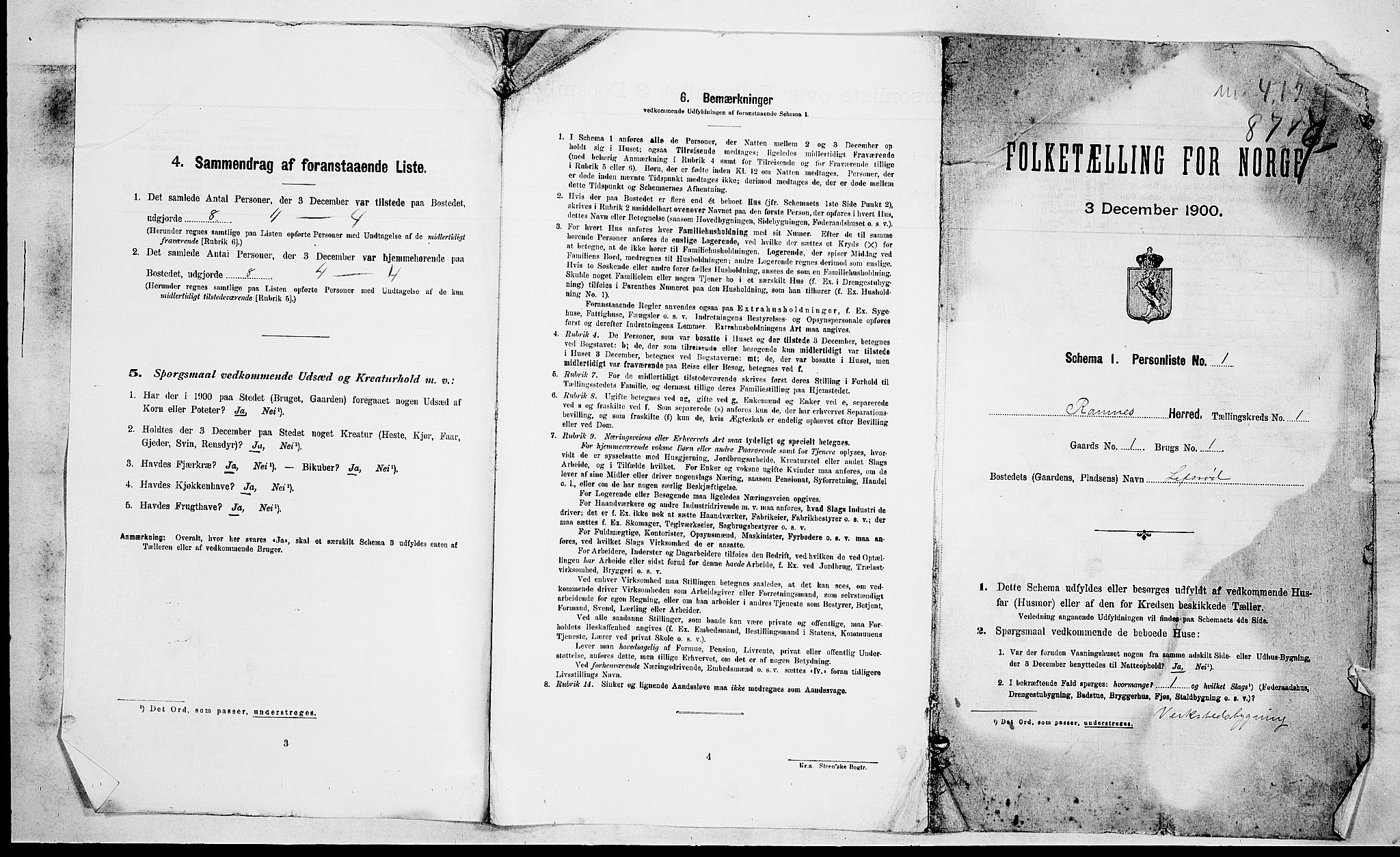RA, 1900 census for Ramnes, 1900, p. 25