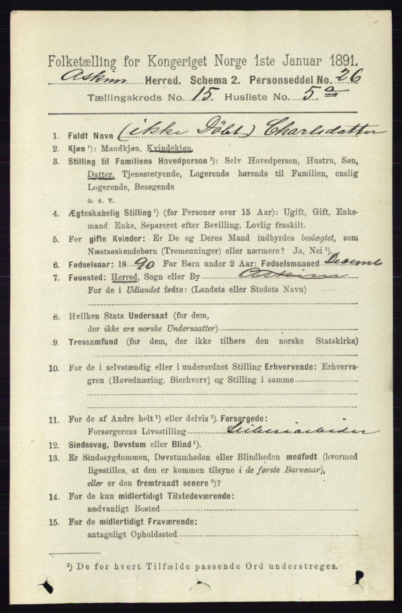 RA, 1891 census for 0124 Askim, 1891, p. 2480