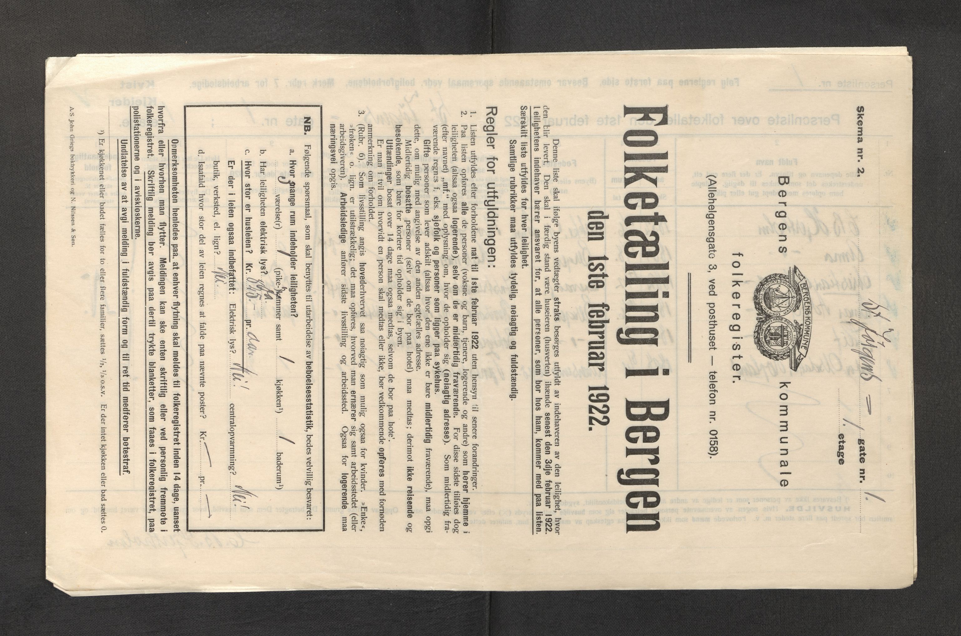 SAB, Municipal Census 1922 for Bergen, 1922, p. 35916