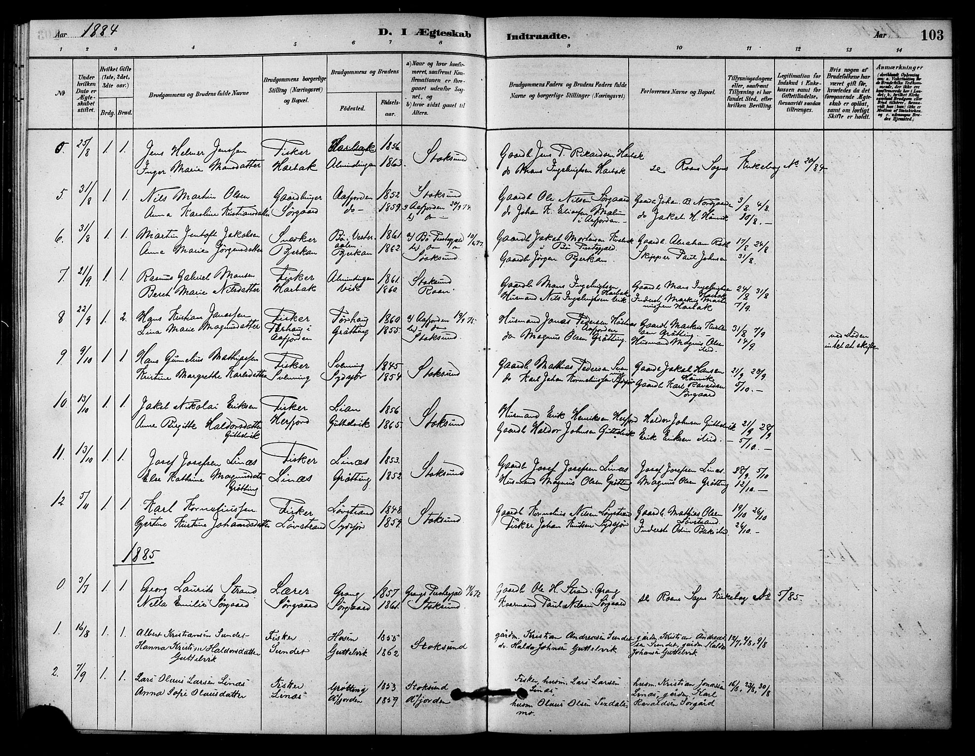 Ministerialprotokoller, klokkerbøker og fødselsregistre - Sør-Trøndelag, SAT/A-1456/656/L0692: Parish register (official) no. 656A01, 1879-1893, p. 103