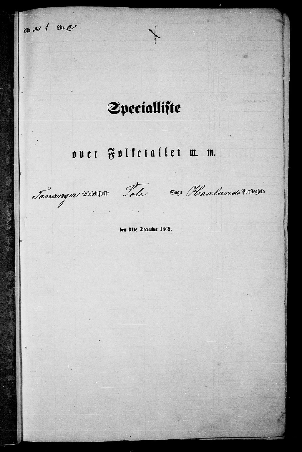 RA, 1865 census for Håland, 1865, p. 11