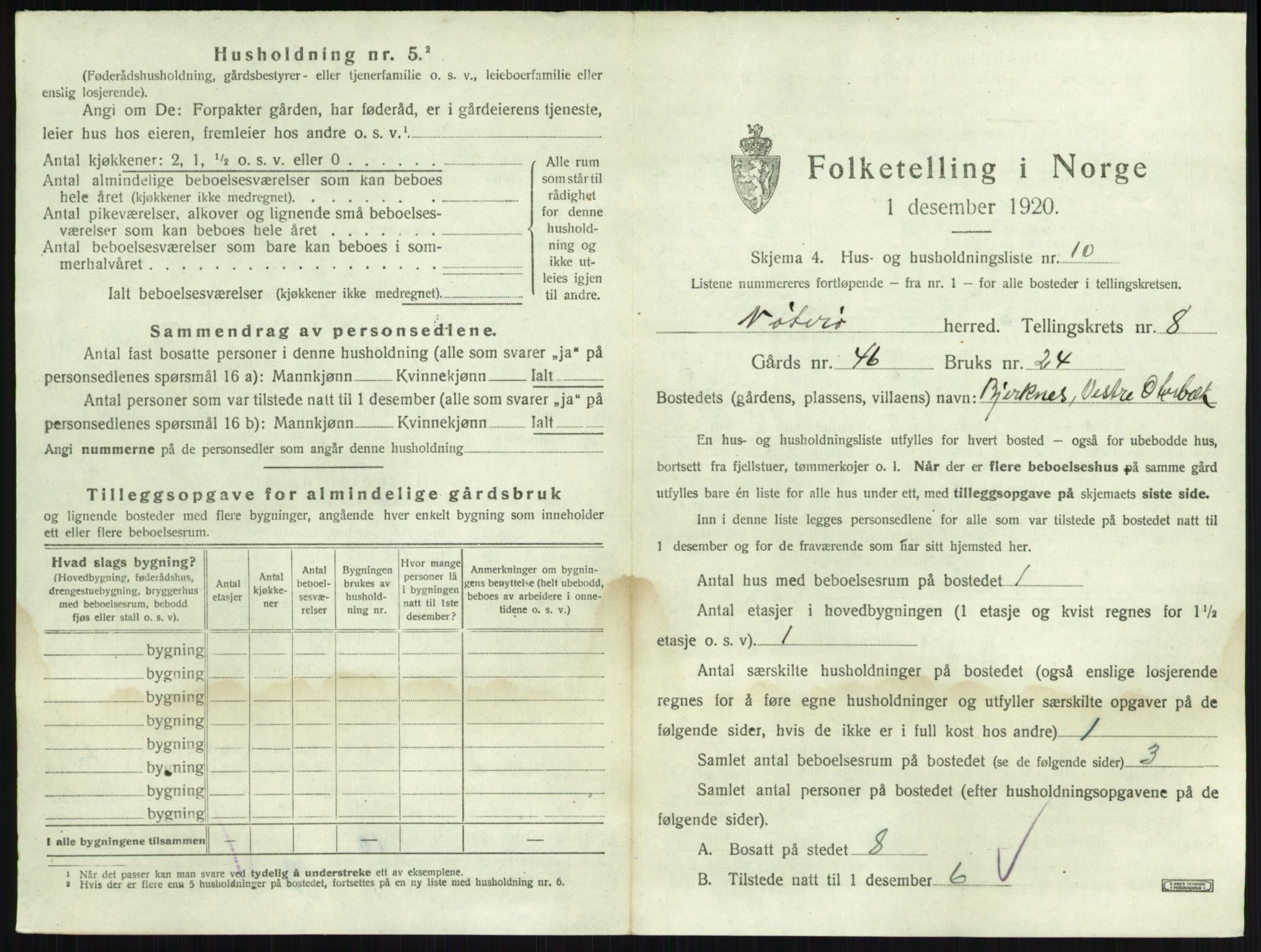 SAKO, 1920 census for Nøtterøy, 1920, p. 1521