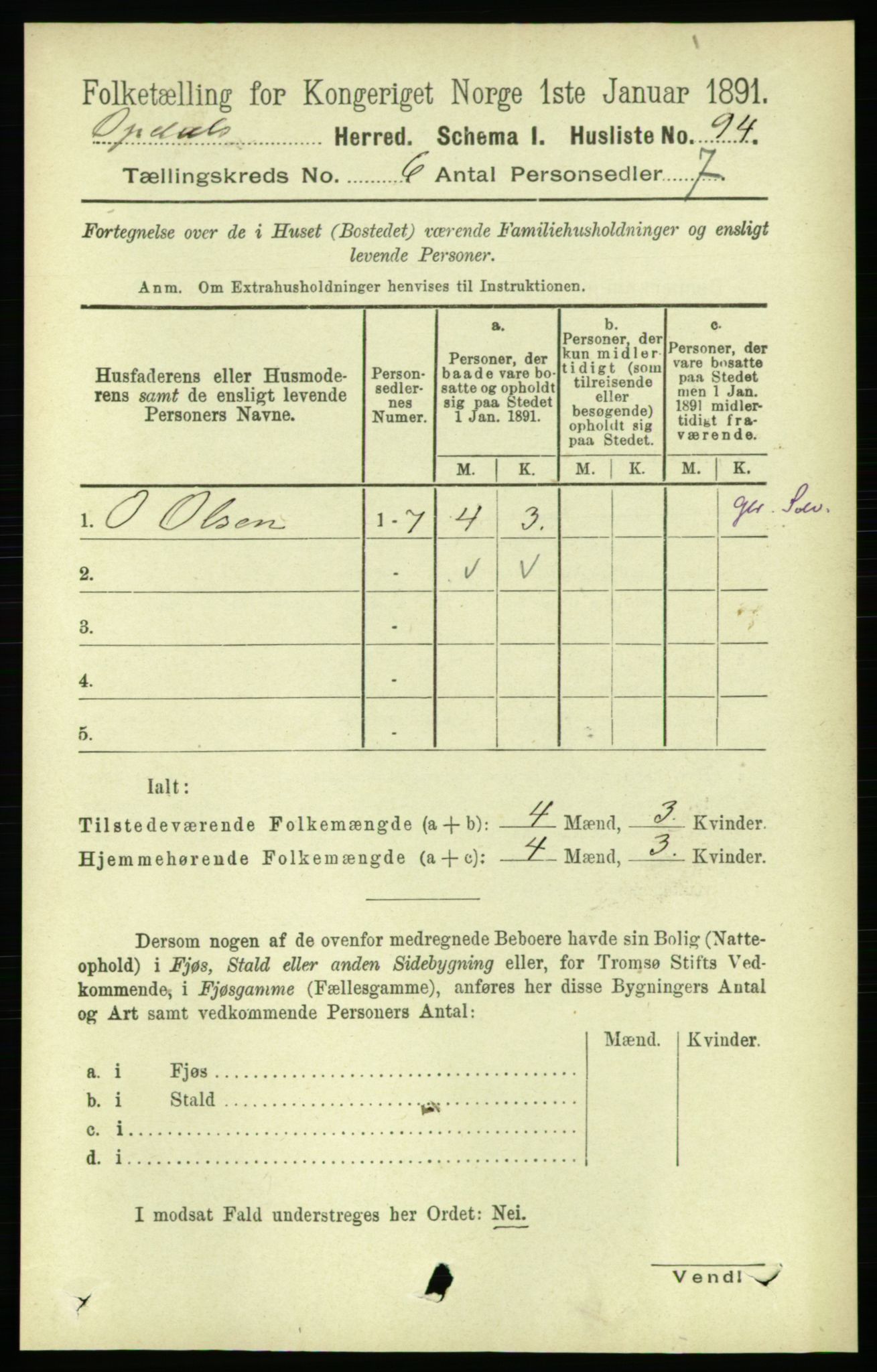 RA, 1891 census for 1634 Oppdal, 1891, p. 2765