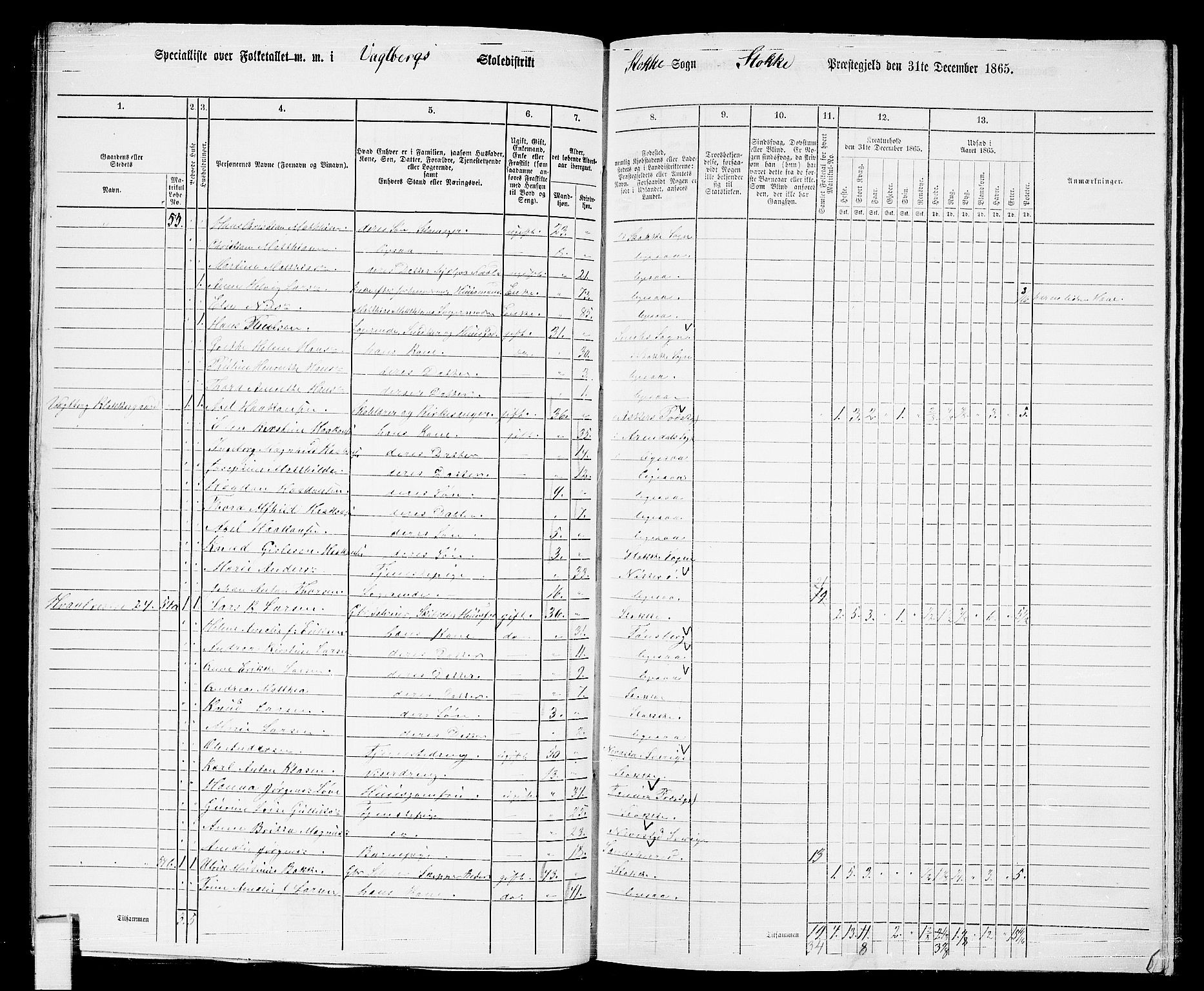 RA, 1865 census for Stokke, 1865, p. 59