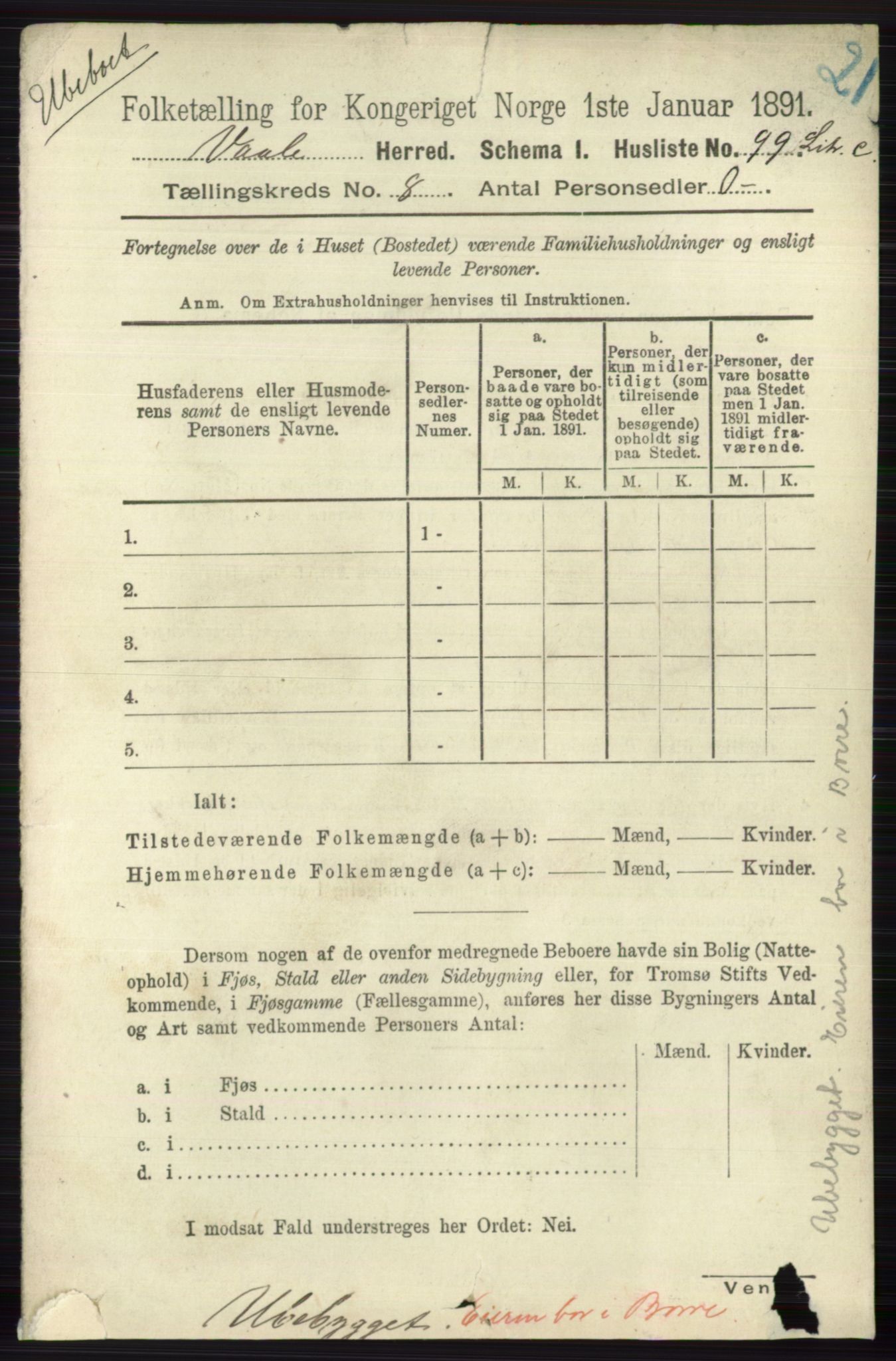 RA, 1891 census for 0716 Våle, 1891, p. 2861