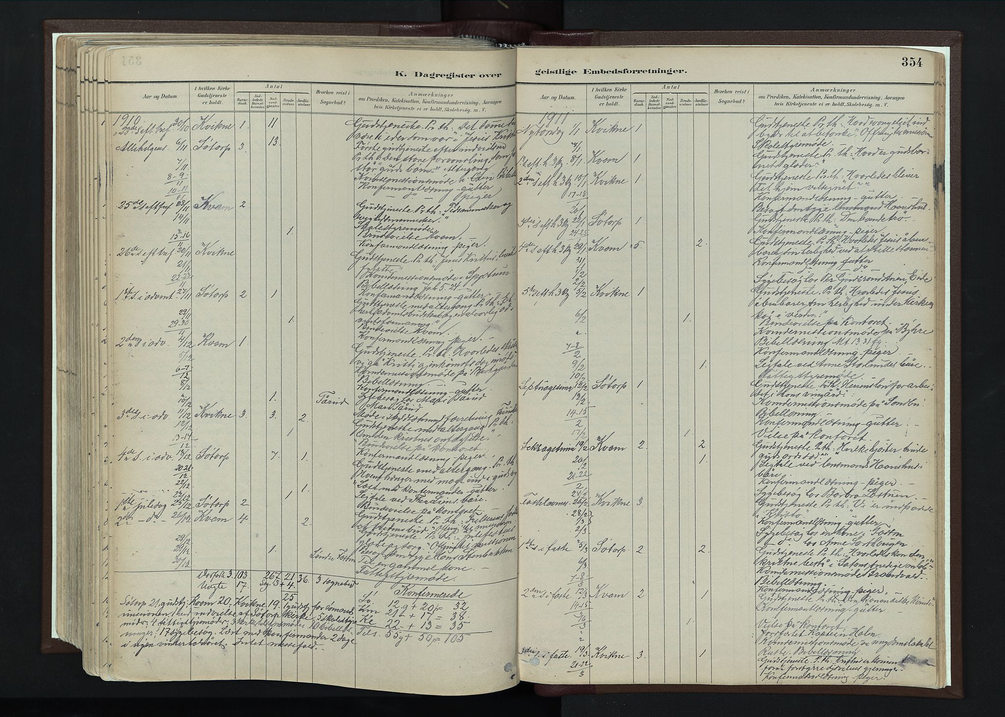 Nord-Fron prestekontor, SAH/PREST-080/H/Ha/Haa/L0004: Parish register (official) no. 4, 1884-1914, p. 354