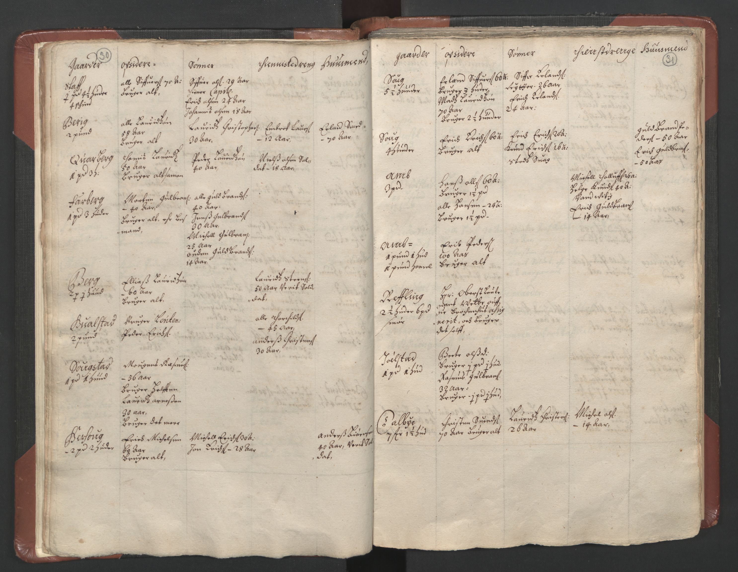 RA, Bailiff's Census 1664-1666, no. 3: Hedmark fogderi and Solør, Østerdal and Odal fogderi, 1664, p. 30-31