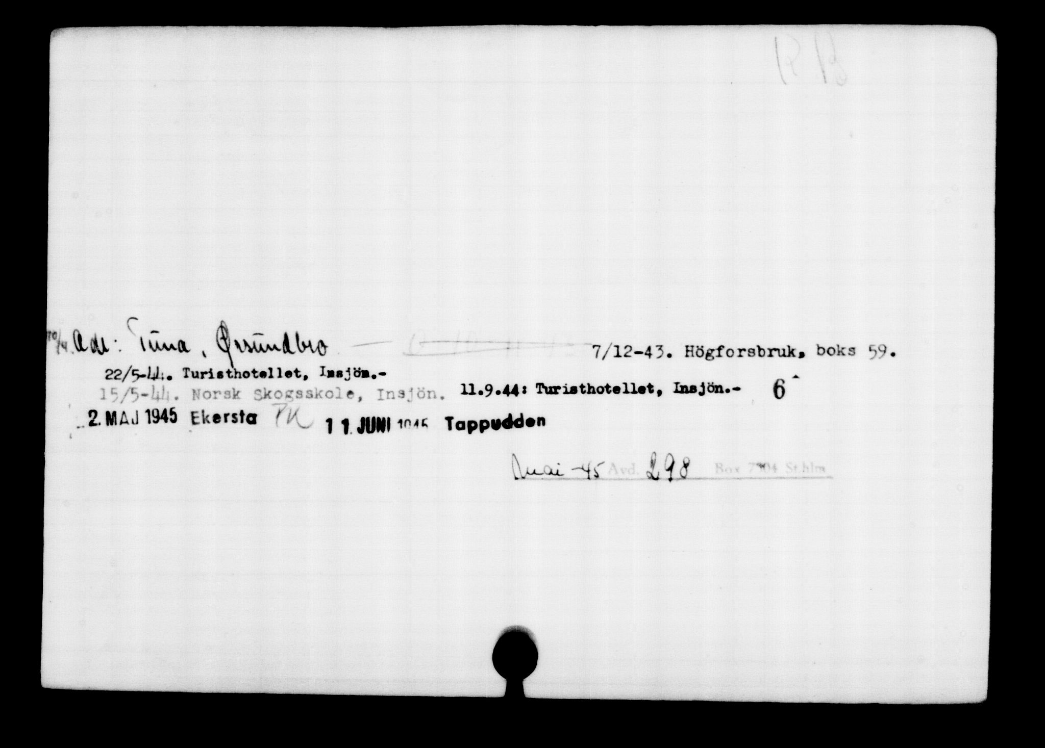 Utenriksstasjonene, Legasjonen i Stockholm, Flyktningkontoret, AV/RA-S-6753/V/Va/L0001: Kjesäterkartoteket, flyktninger med registreringsnr. 1-1000, 1940-1945, p. 577