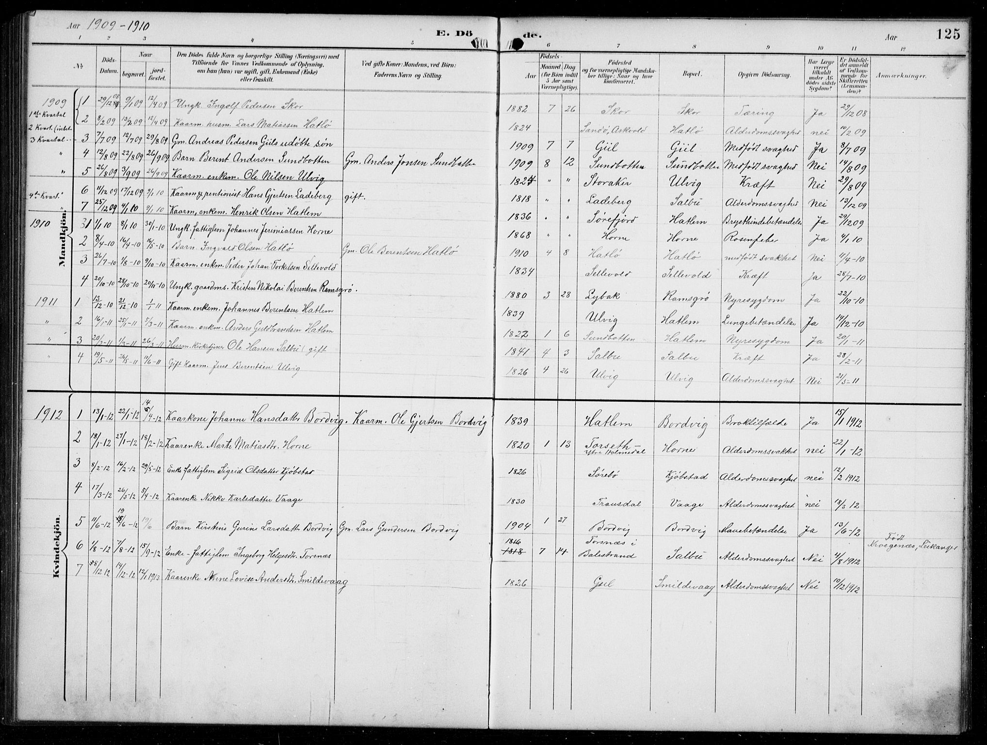Hyllestad sokneprestembete, SAB/A-80401: Parish register (copy) no. C 3, 1894-1913, p. 125