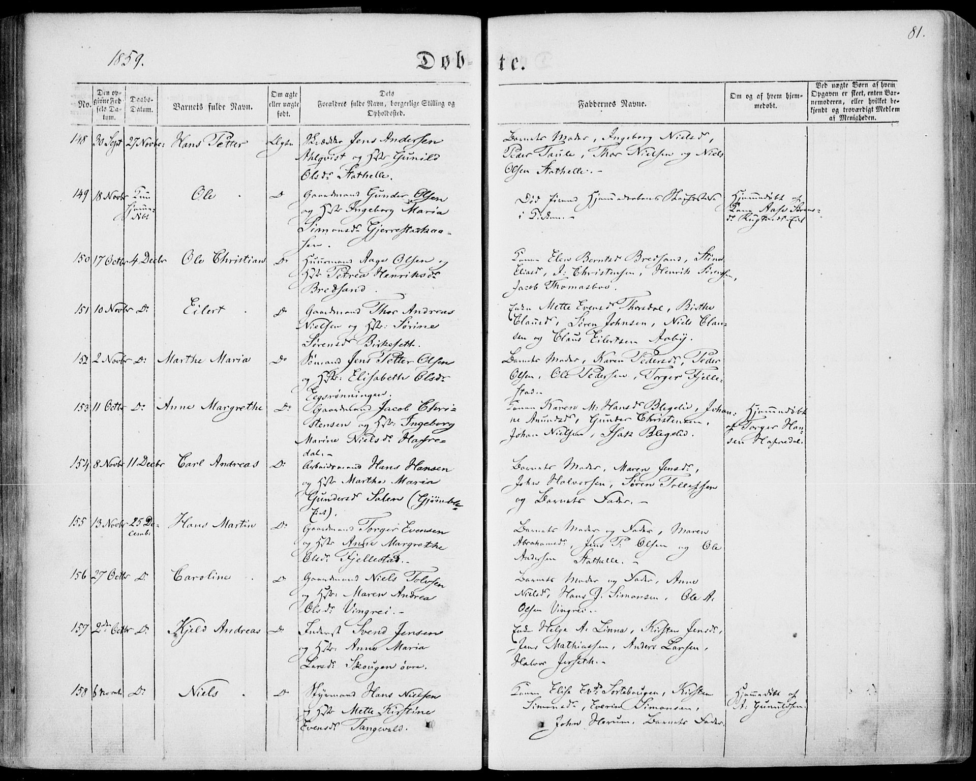 Bamble kirkebøker, SAKO/A-253/F/Fa/L0005: Parish register (official) no. I 5, 1854-1869, p. 81