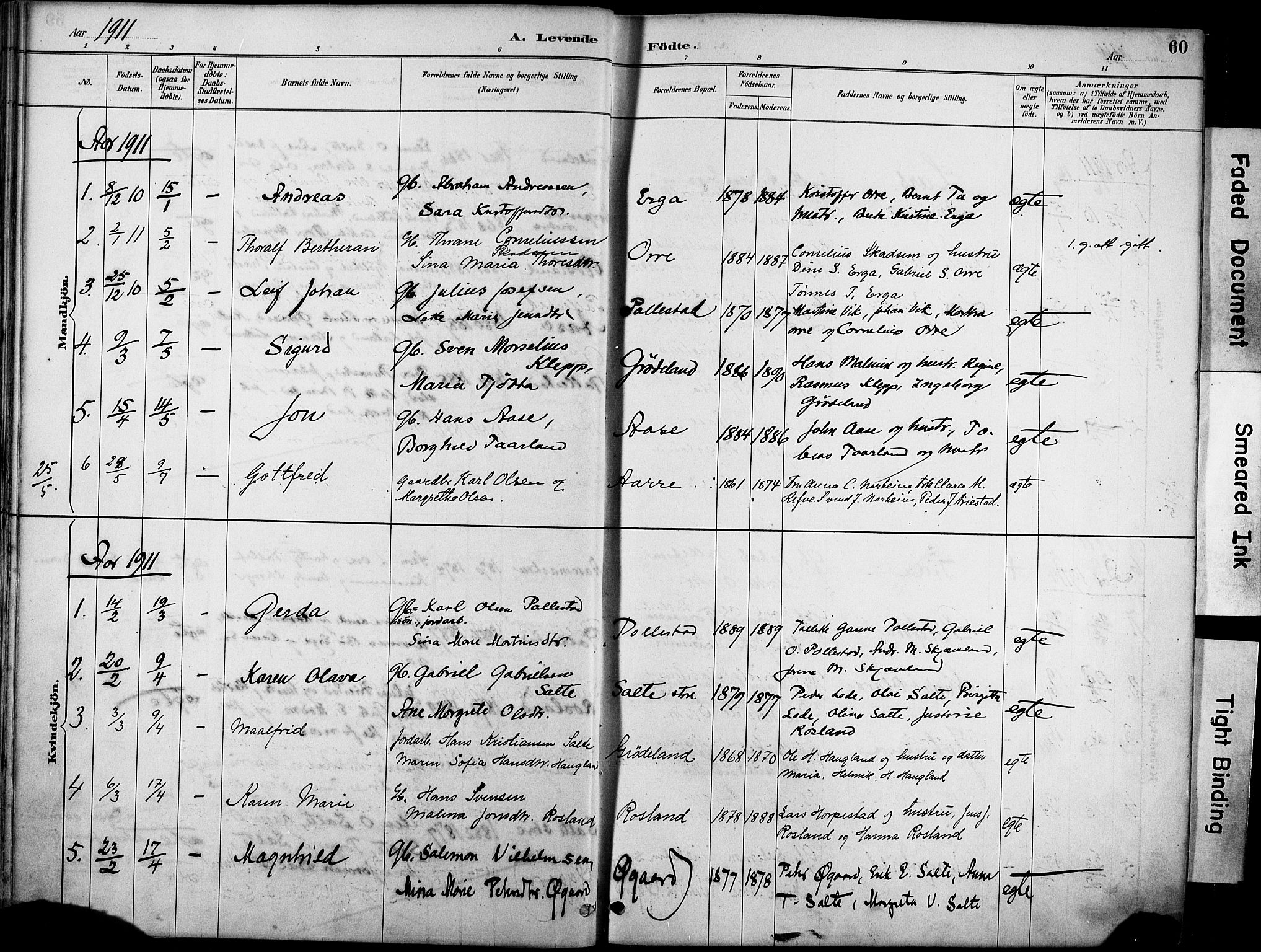 Klepp sokneprestkontor, AV/SAST-A-101803/001/3/30BA/L0007: Parish register (official) no. A 8, 1886-1912, p. 60