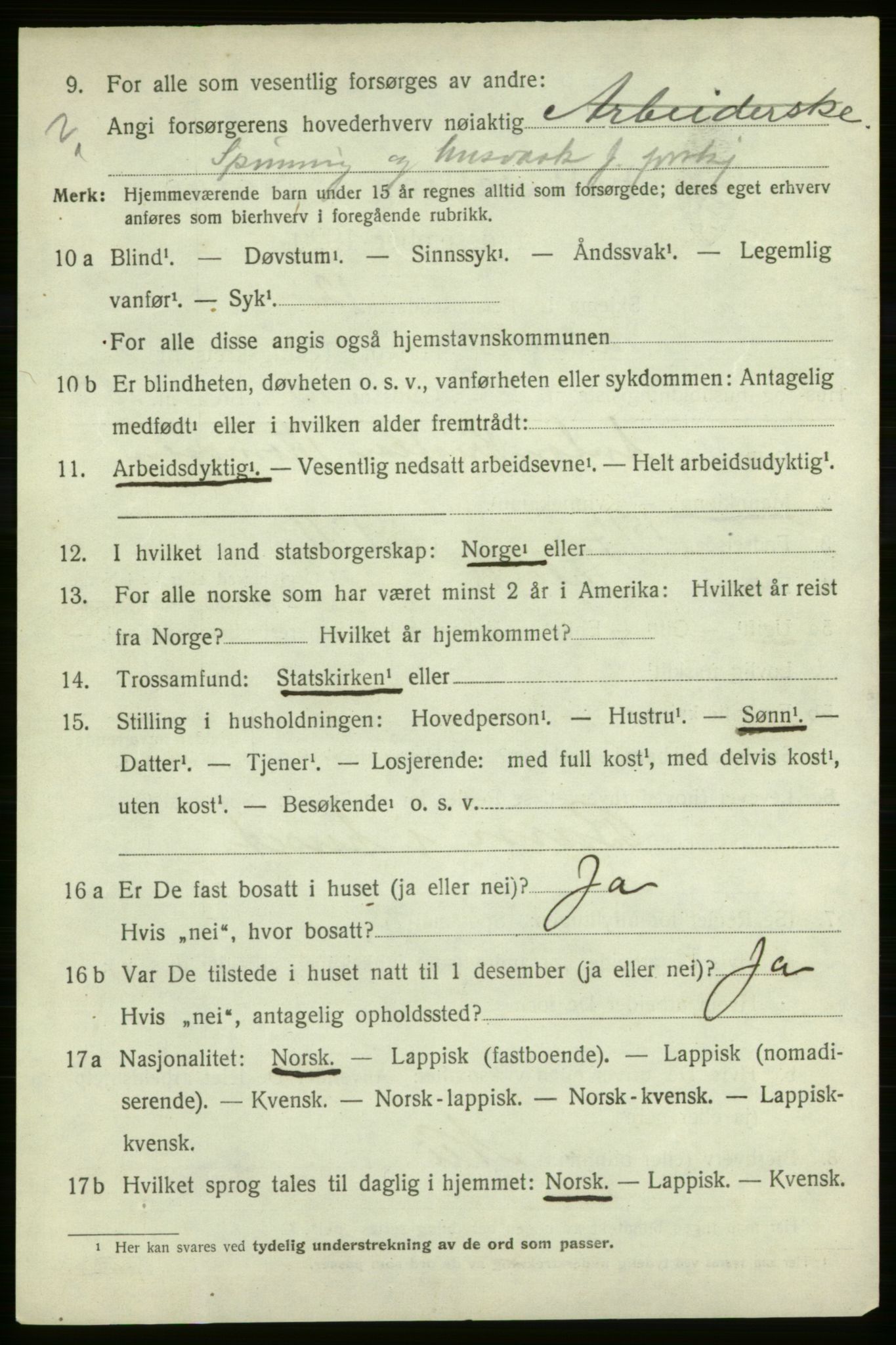 SATØ, 1920 census for Talvik, 1920, p. 3311