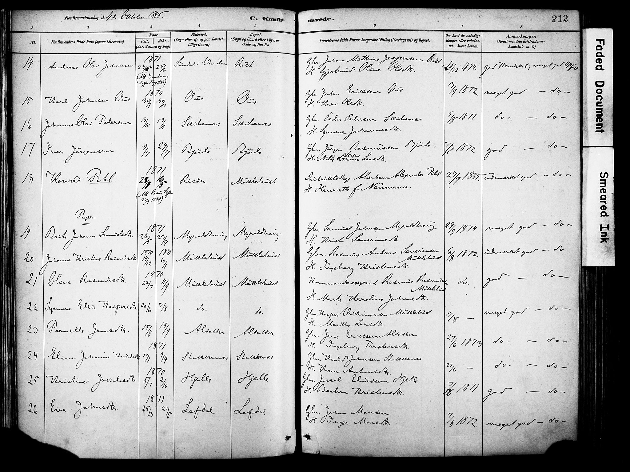 Eid sokneprestembete, AV/SAB-A-82301/H/Haa/Haab/L0001: Parish register (official) no. B 1, 1879-1906, p. 212