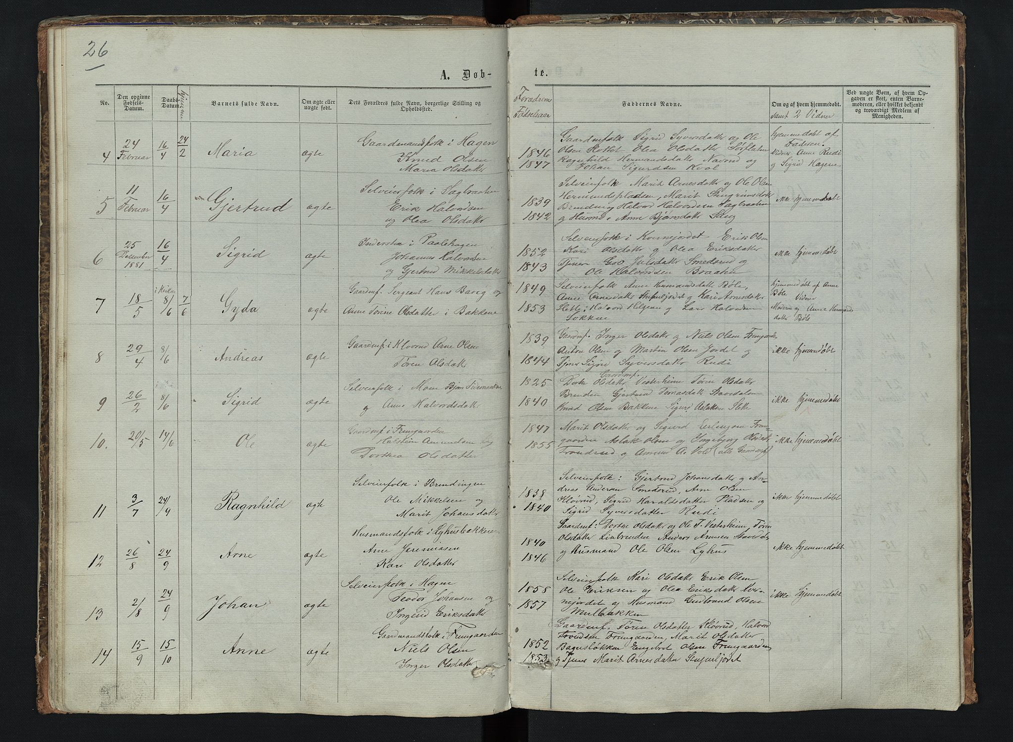 Sør-Aurdal prestekontor, AV/SAH-PREST-128/H/Ha/Hab/L0006: Parish register (copy) no. 6, 1866-1893, p. 26