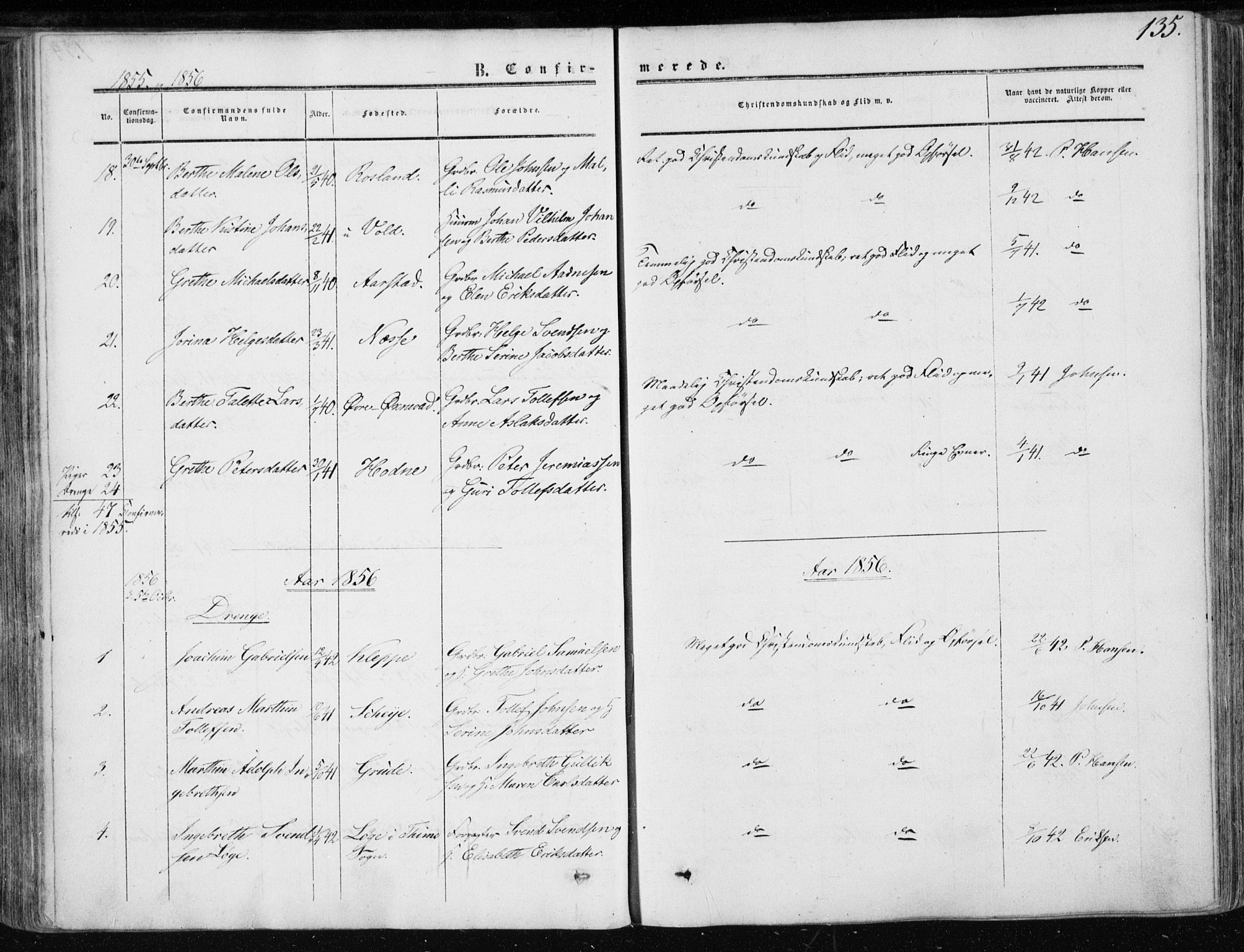Klepp sokneprestkontor, SAST/A-101803/001/3/30BA/L0005: Parish register (official) no. A 5, 1853-1870, p. 135
