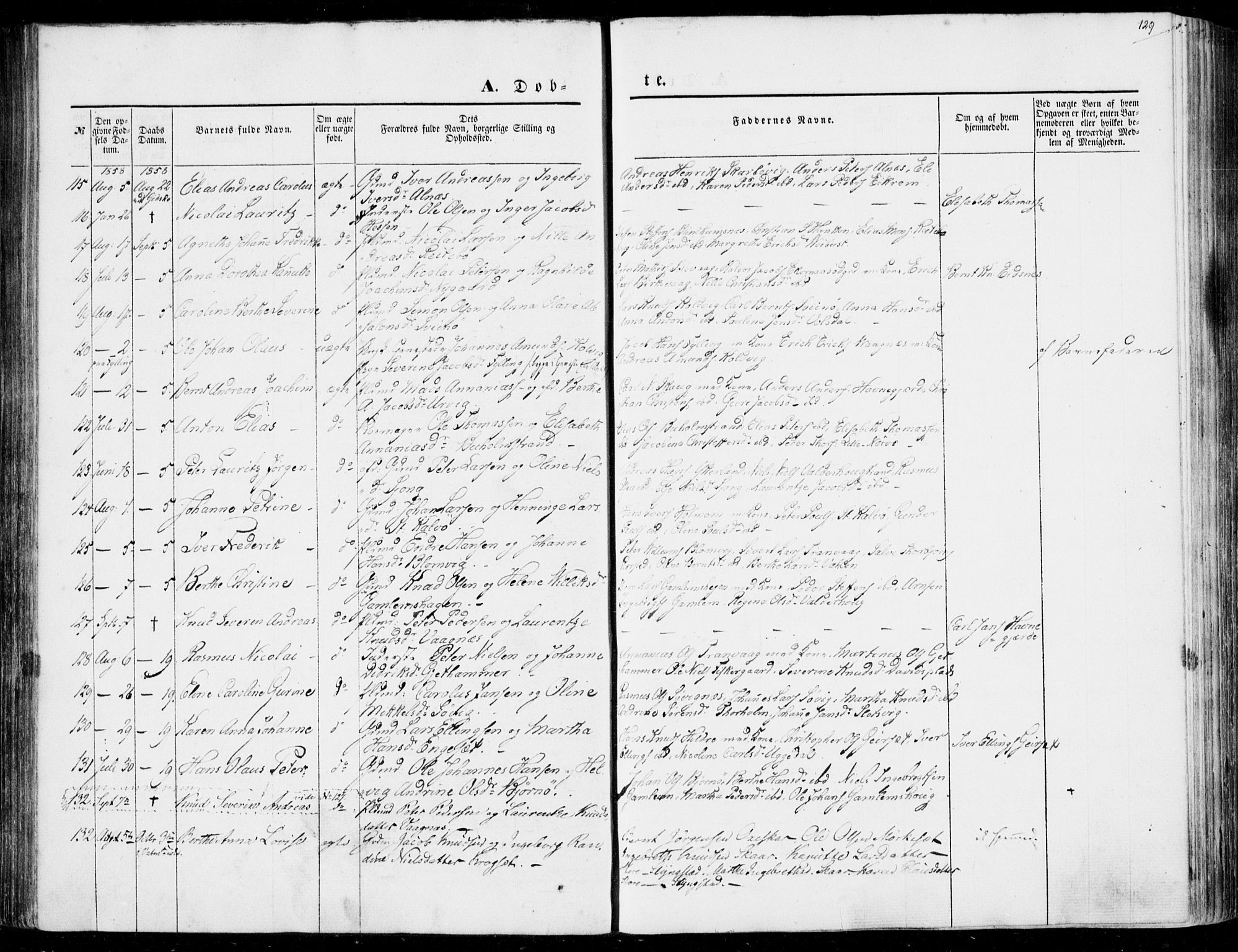 Ministerialprotokoller, klokkerbøker og fødselsregistre - Møre og Romsdal, AV/SAT-A-1454/528/L0397: Parish register (official) no. 528A08, 1848-1858, p. 129