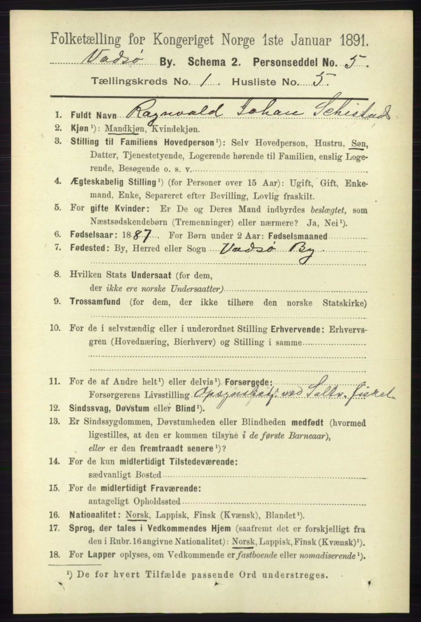 RA, 1891 census for 2003 Vadsø, 1891, p. 187