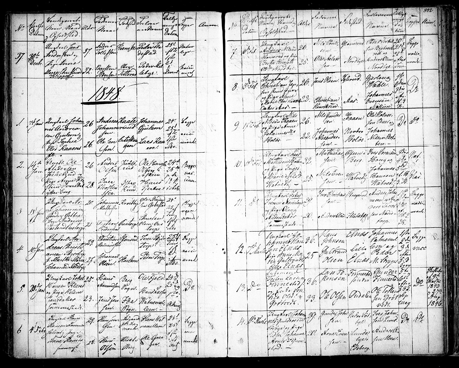 Rakkestad prestekontor Kirkebøker, AV/SAO-A-2008/F/Fa/L0008: Parish register (official) no. I 8, 1842-1849, p. 841-842