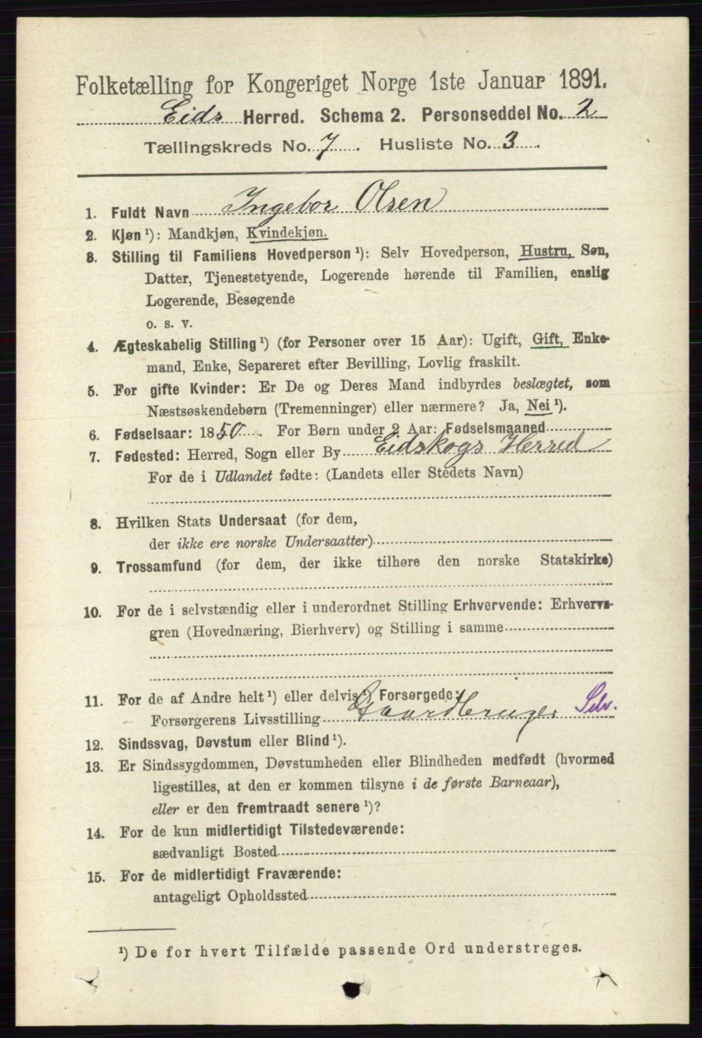 RA, 1891 census for 0420 Eidskog, 1891, p. 3692