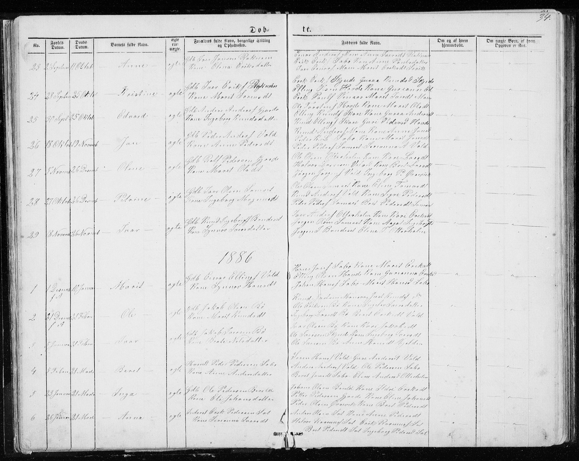 Ministerialprotokoller, klokkerbøker og fødselsregistre - Møre og Romsdal, SAT/A-1454/543/L0564: Parish register (copy) no. 543C02, 1867-1915, p. 34