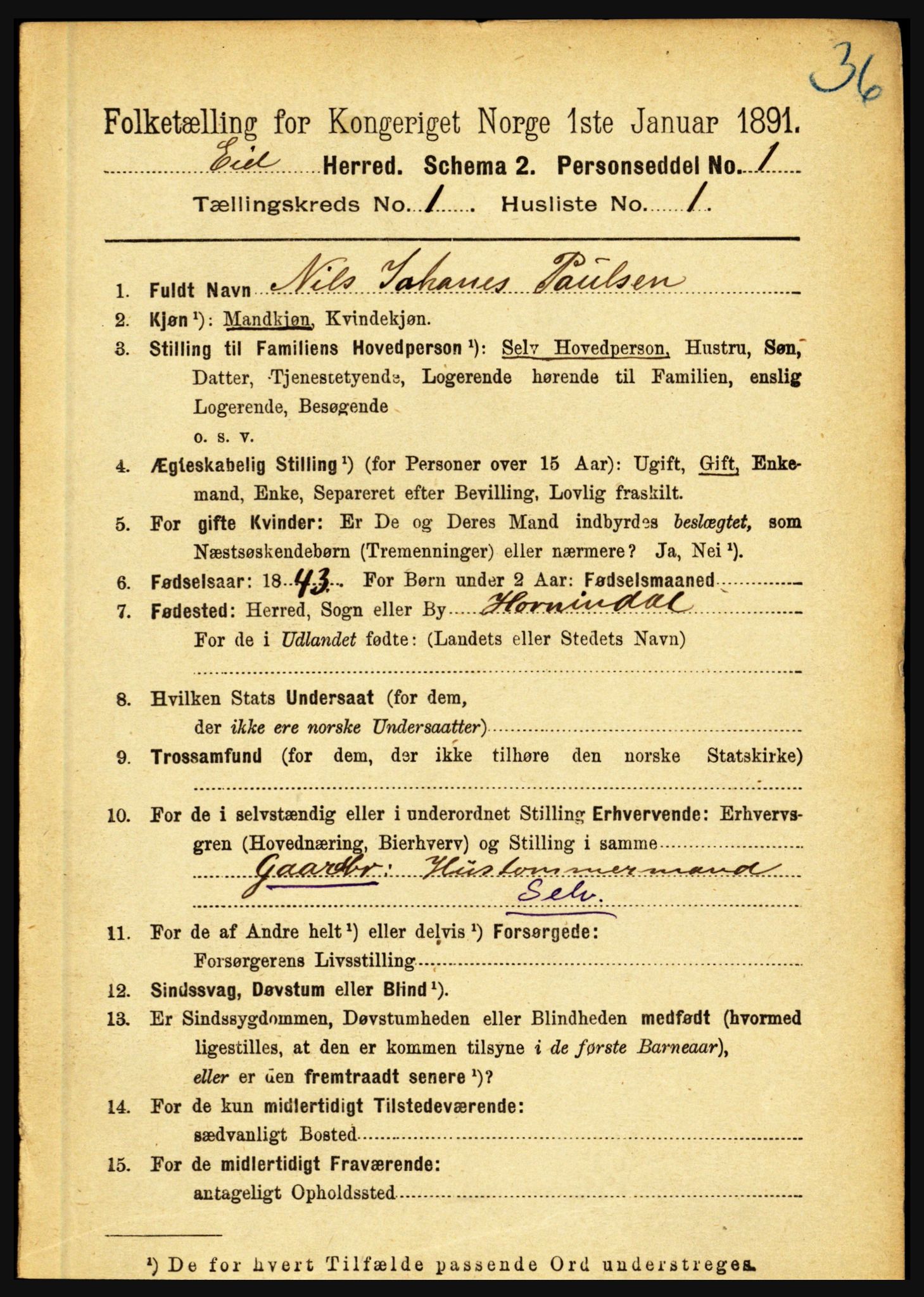 RA, 1891 census for 1443 Eid, 1891, p. 78