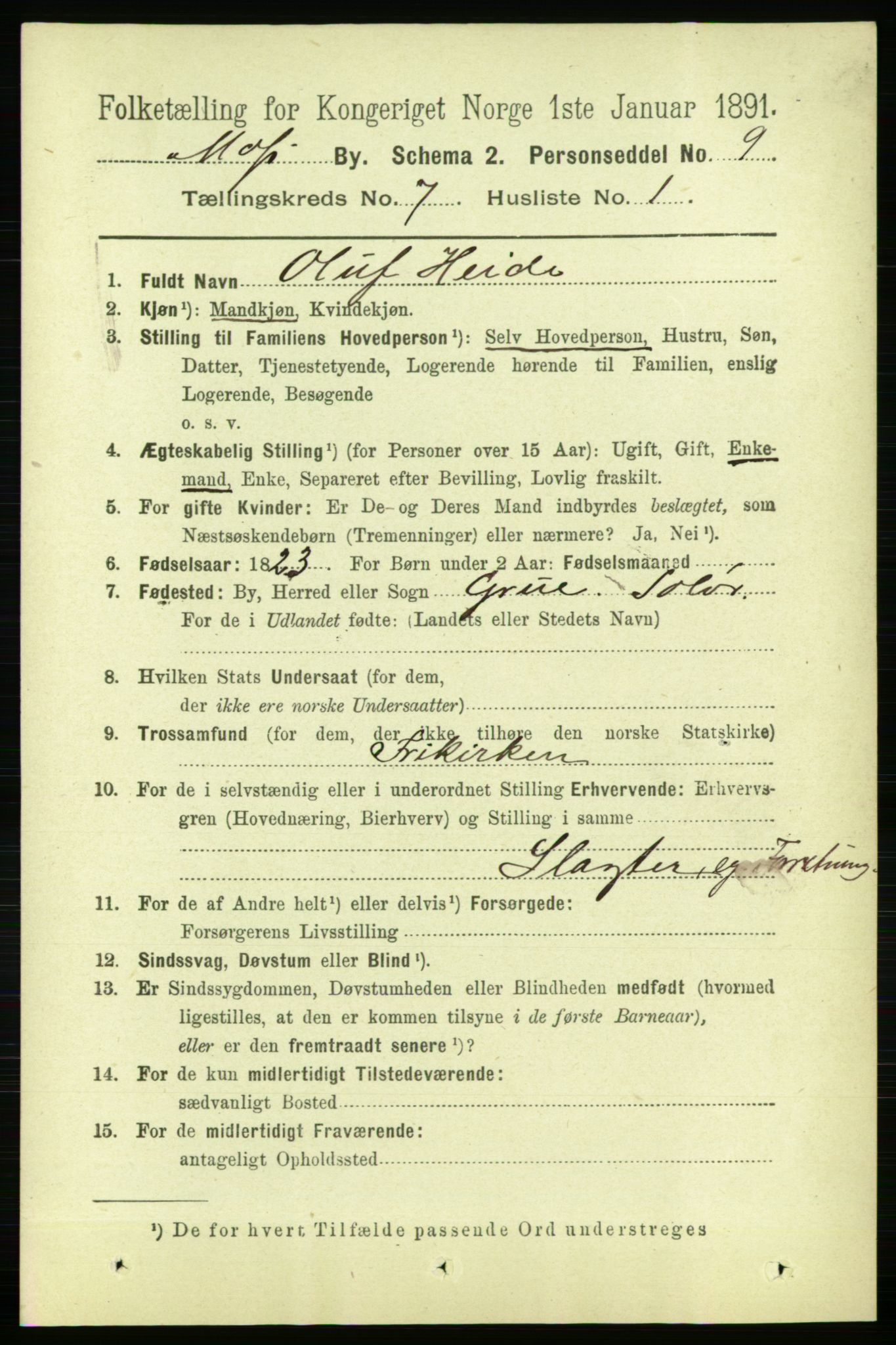 RA, 1891 census for 0104 Moss, 1891, p. 3560