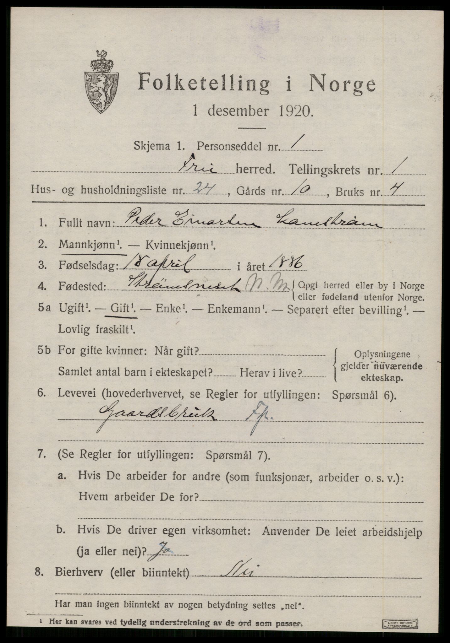 SAT, 1920 census for Frei, 1920, p. 751