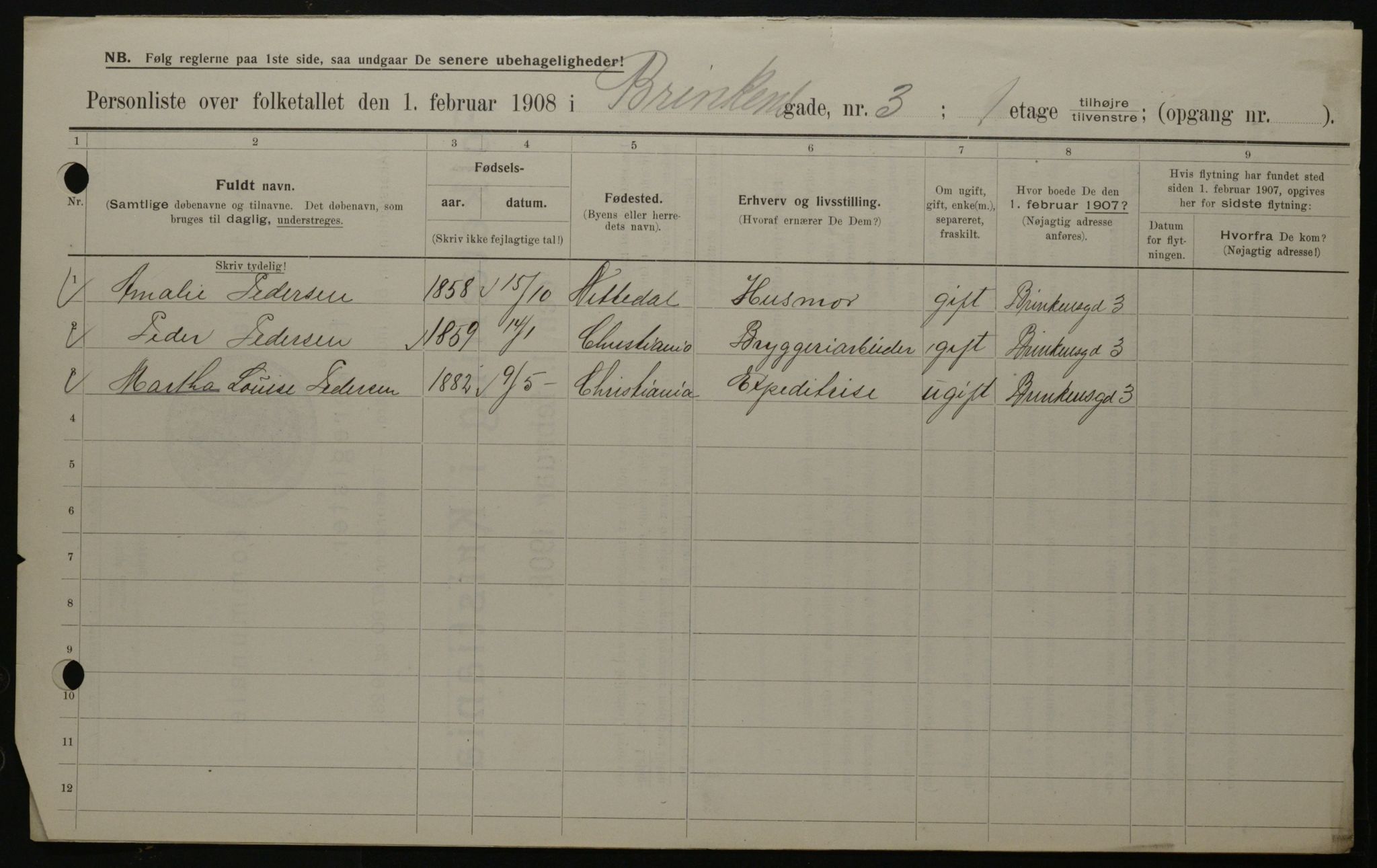 OBA, Municipal Census 1908 for Kristiania, 1908, p. 8365