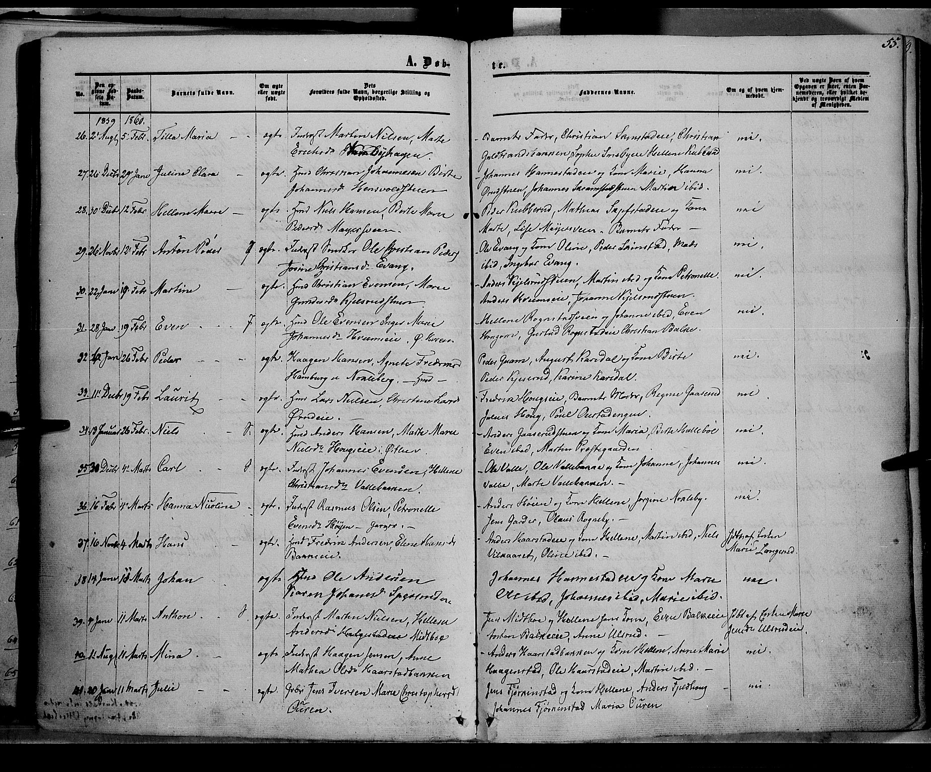 Østre Toten prestekontor, AV/SAH-PREST-104/H/Ha/Haa/L0004: Parish register (official) no. 4, 1857-1865, p. 55