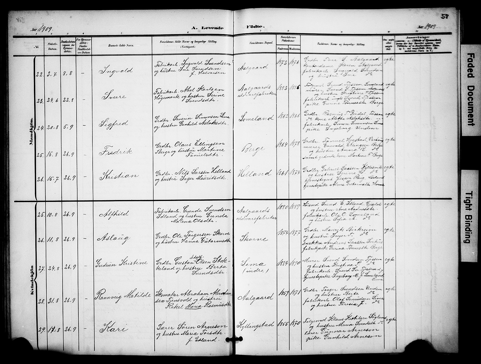 Lye sokneprestkontor, AV/SAST-A-101794/001/30BB/L0009: Parish register (copy) no. B 9, 1902-1923, p. 57