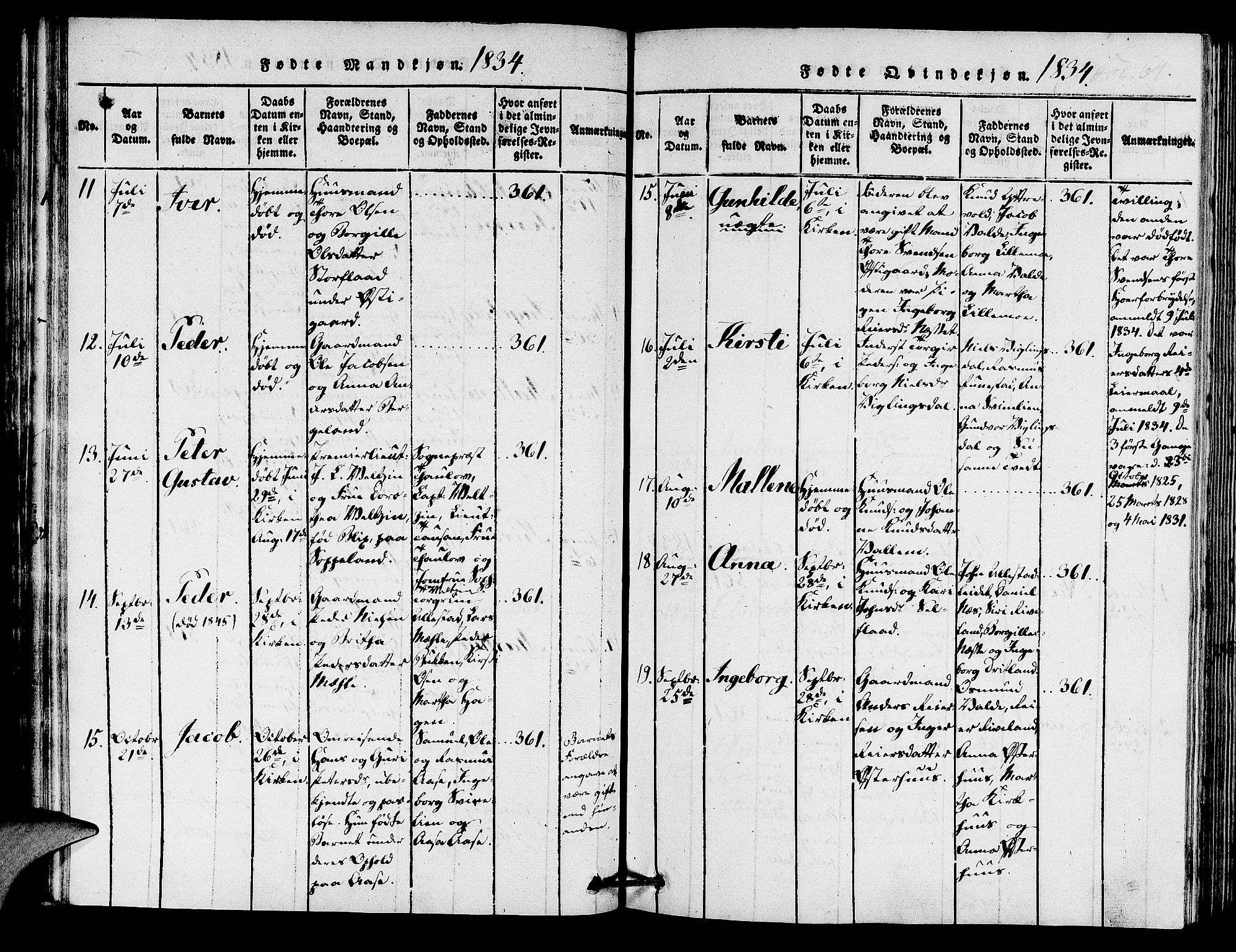 Hjelmeland sokneprestkontor, AV/SAST-A-101843/01/IV/L0005: Parish register (official) no. A 5, 1816-1841, p. 64