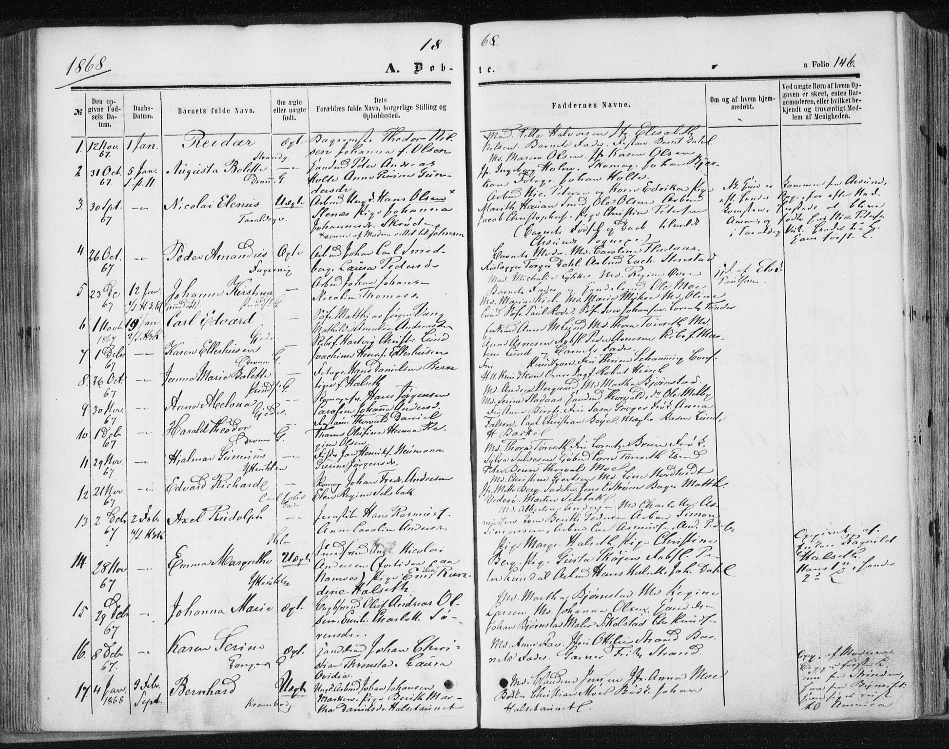 Ministerialprotokoller, klokkerbøker og fødselsregistre - Sør-Trøndelag, SAT/A-1456/602/L0115: Parish register (official) no. 602A13, 1860-1872, p. 146