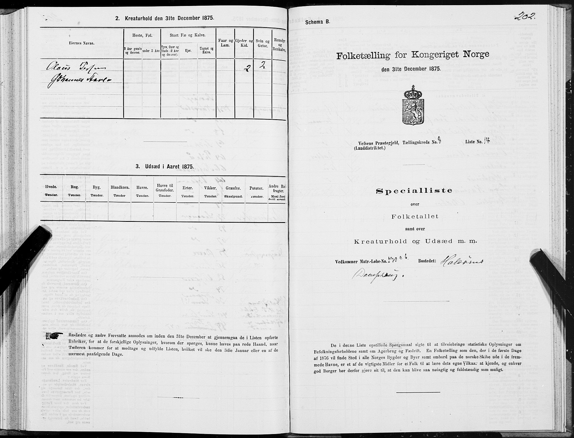 SAT, 1875 census for 1824L Vefsn/Vefsn, 1875, p. 2202