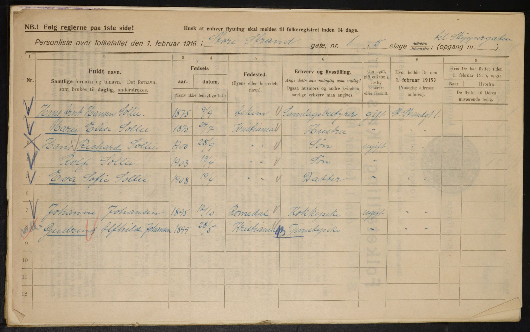 OBA, Municipal Census 1916 for Kristiania, 1916, p. 105655