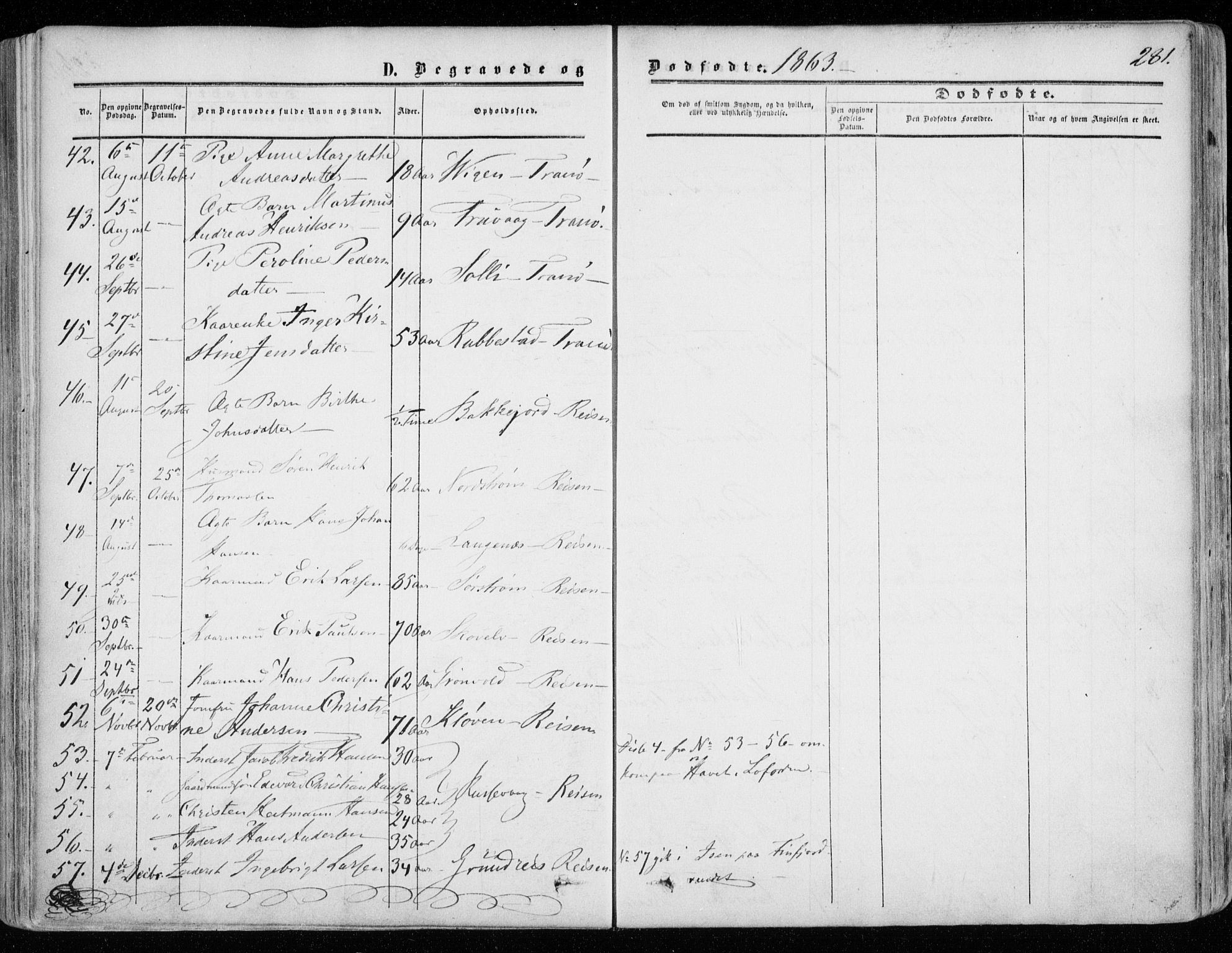 Tranøy sokneprestkontor, SATØ/S-1313/I/Ia/Iaa/L0007kirke: Parish register (official) no. 7, 1856-1866, p. 281