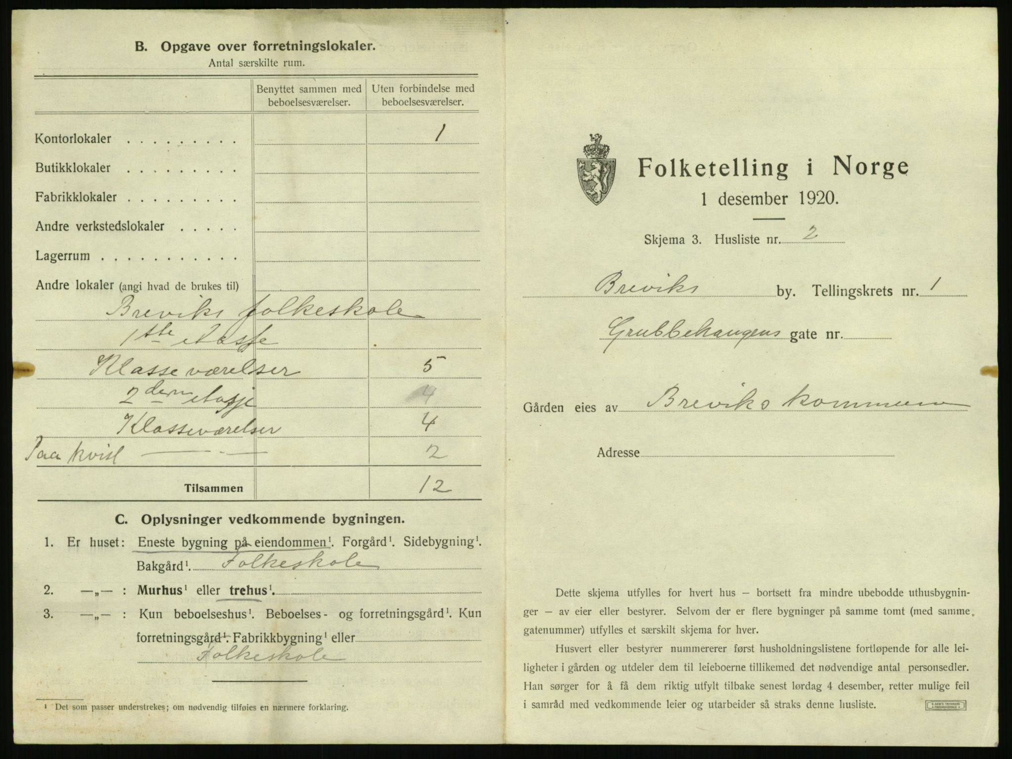 SAKO, 1920 census for Brevik, 1920, p. 24