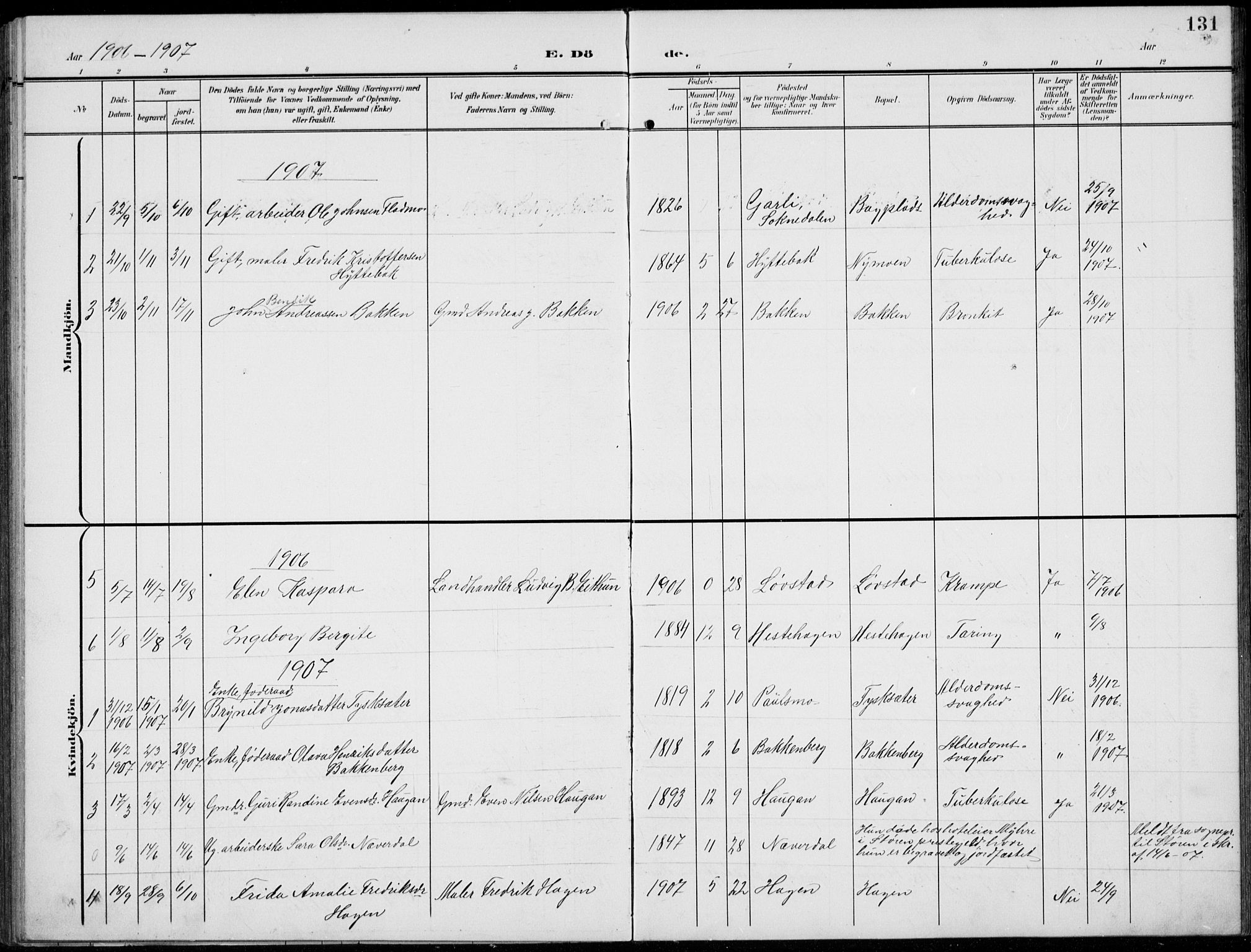 Kvikne prestekontor, SAH/PREST-064/H/Ha/Hab/L0004: Parish register (copy) no. 4, 1902-1937, p. 131