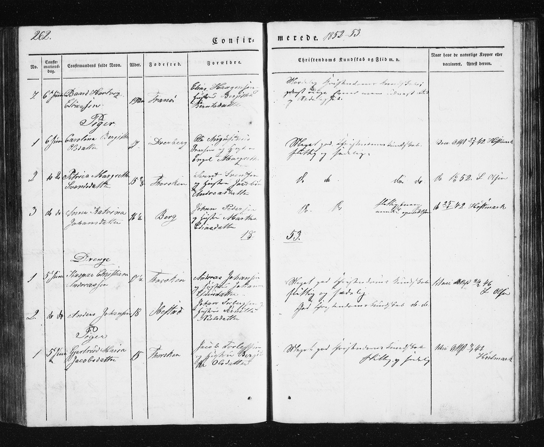 Berg sokneprestkontor, SATØ/S-1318/G/Ga/Gab/L0011klokker: Parish register (copy) no. 11, 1833-1878, p. 262