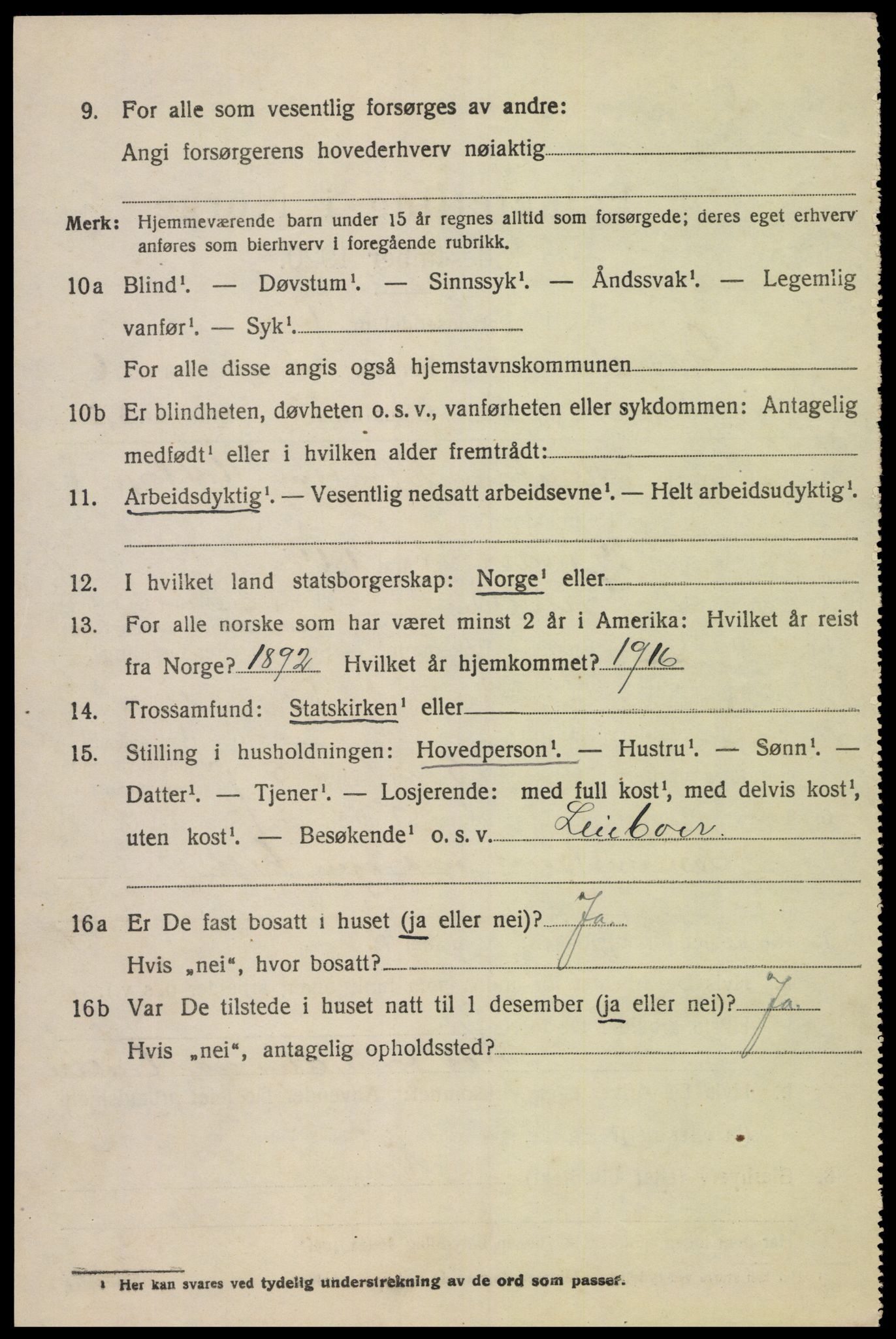 SAK, 1920 census for Grindheim, 1920, p. 1900