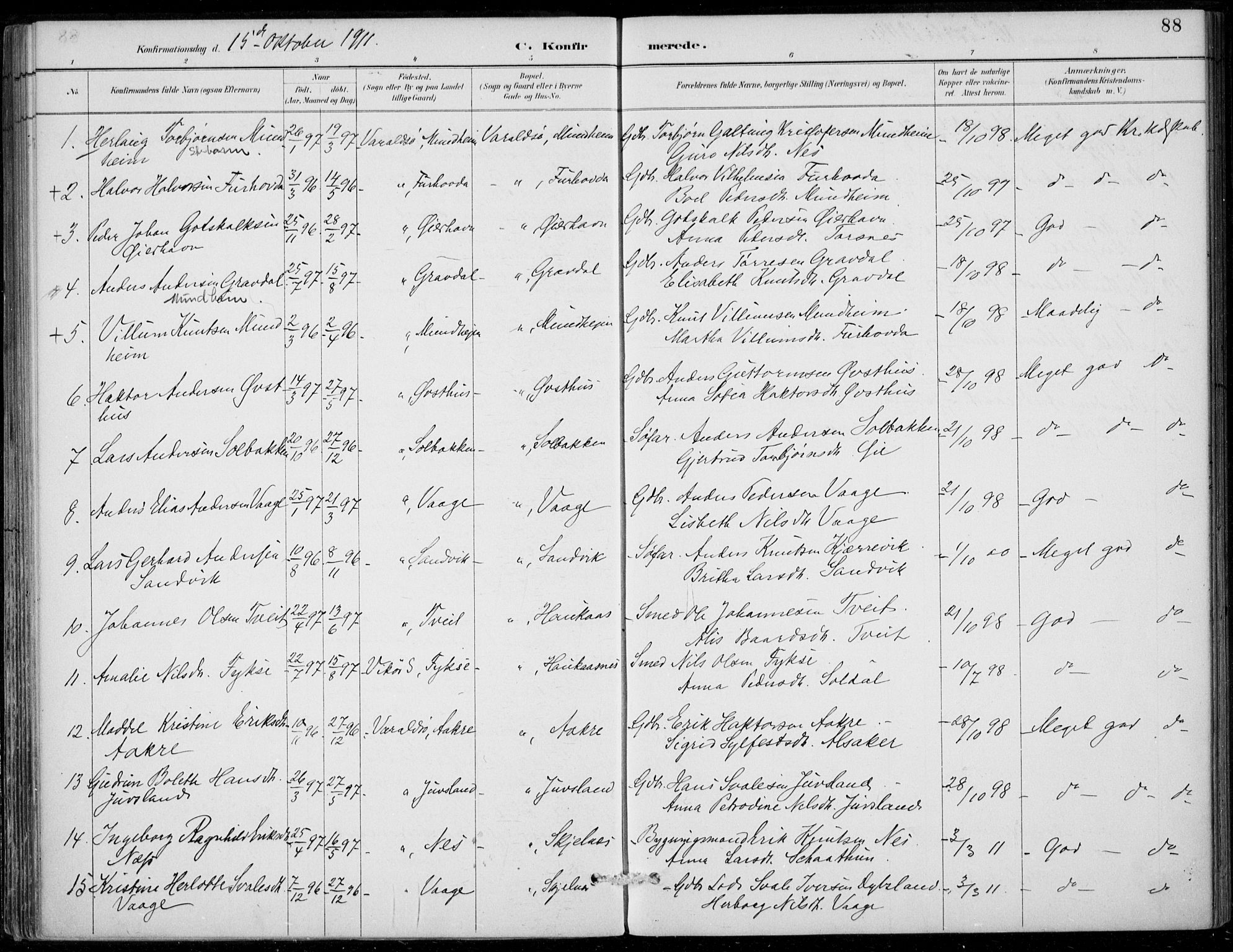 Strandebarm sokneprestembete, SAB/A-78401/H/Haa: Parish register (official) no. D  1, 1886-1912, p. 88