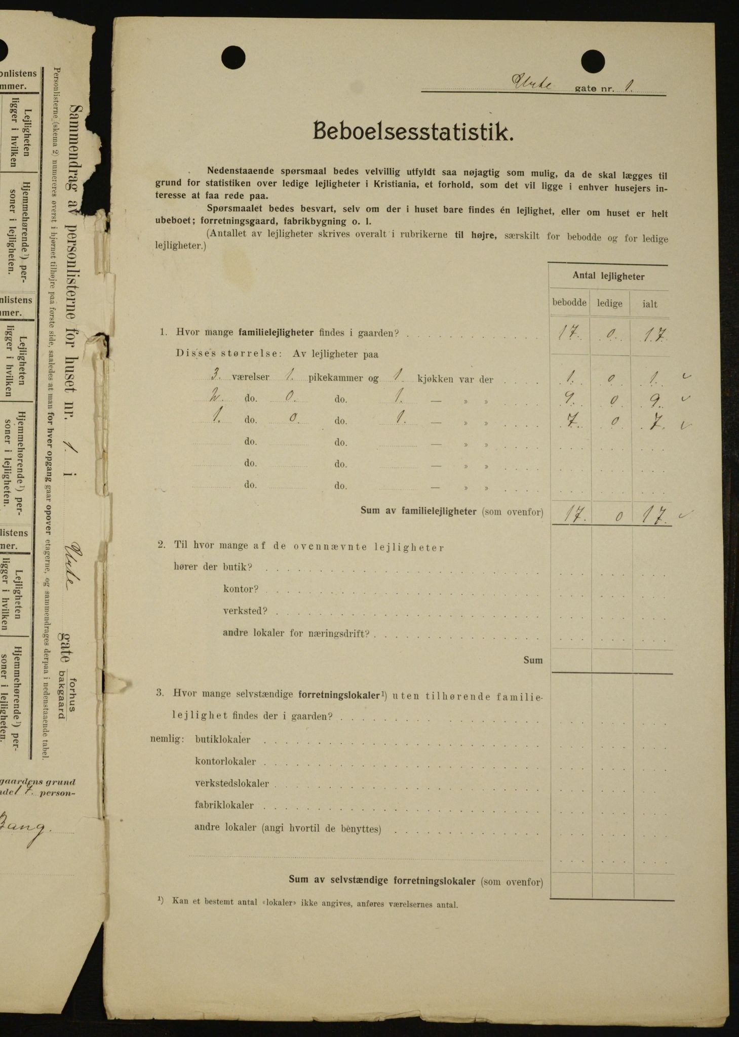 OBA, Municipal Census 1909 for Kristiania, 1909, p. 109368