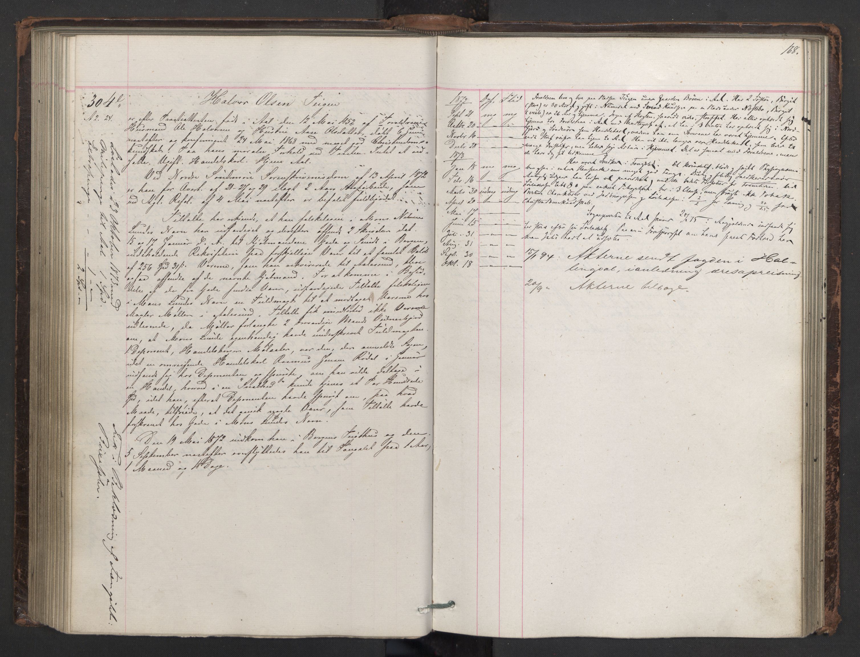 Botsfengslet, AV/RA-S-1539/D/Db/Dbb/L0014: 137e - 437e, 1871-1873, p. 168