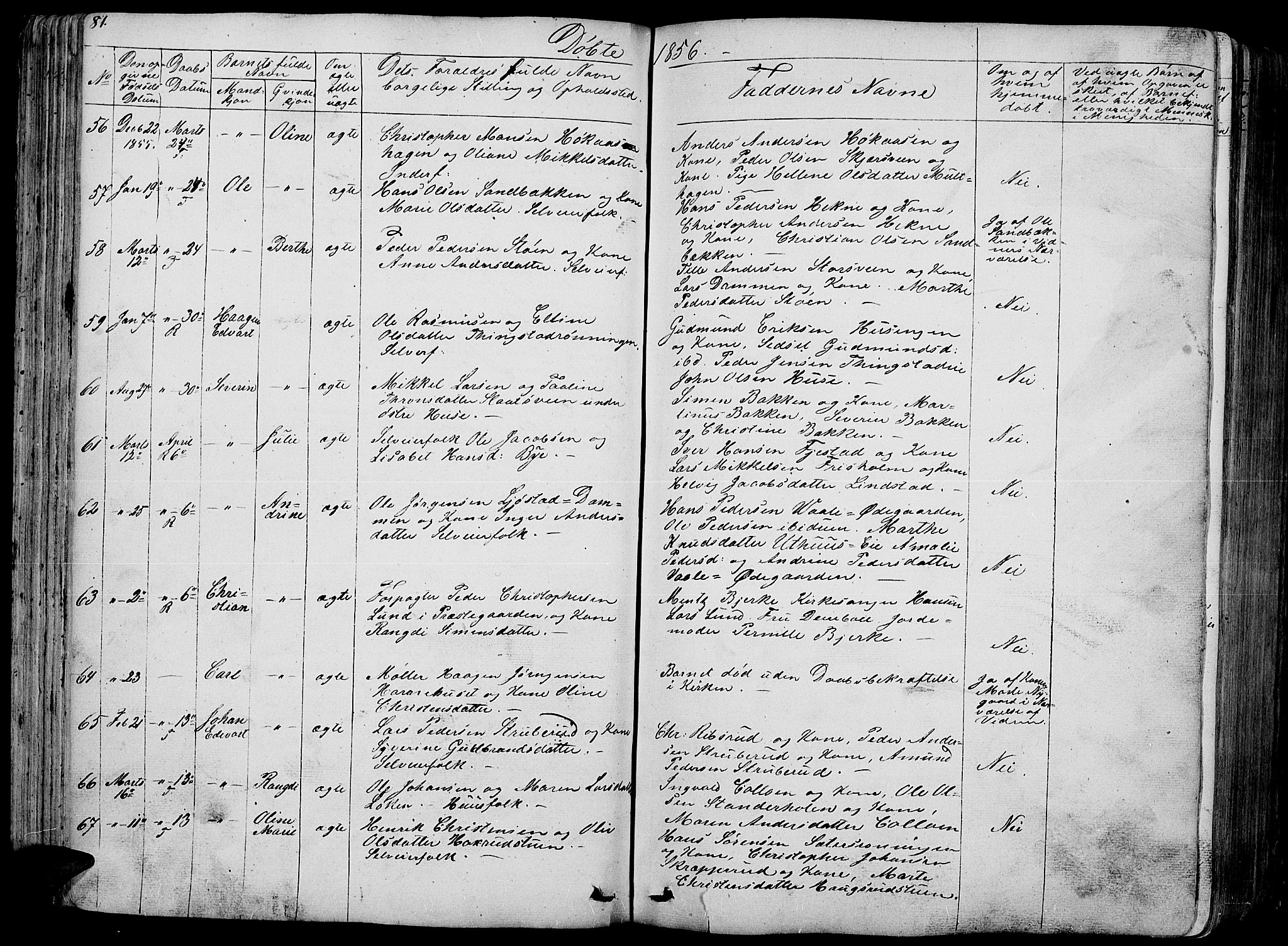 Romedal prestekontor, AV/SAH-PREST-004/L/L0009: Parish register (copy) no. 9, 1846-1866, p. 81