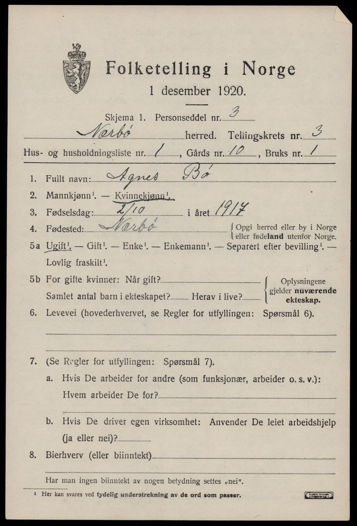 SAST, 1920 census for Nærbø, 1920, p. 2097