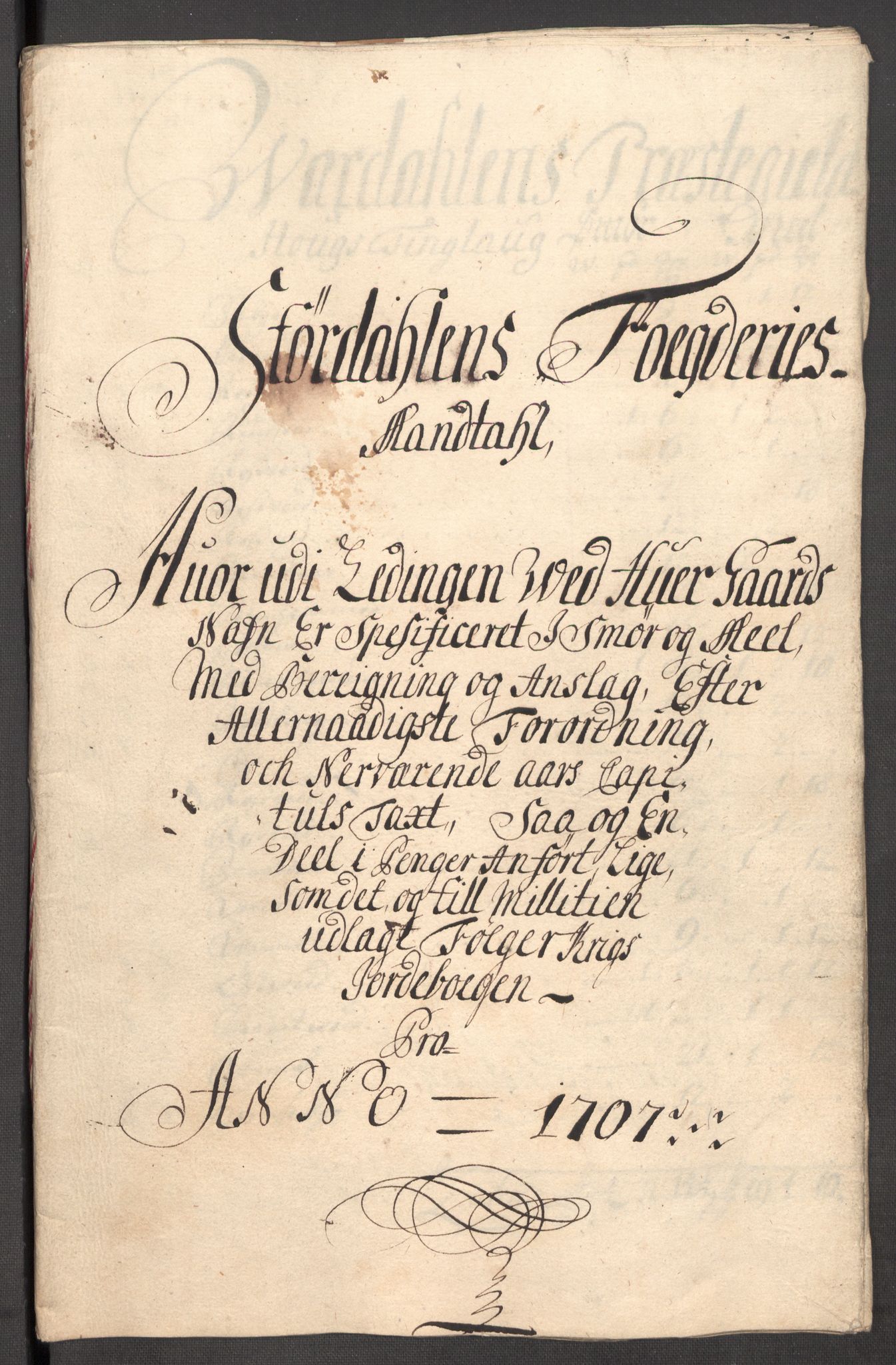 Rentekammeret inntil 1814, Reviderte regnskaper, Fogderegnskap, AV/RA-EA-4092/R62/L4197: Fogderegnskap Stjørdal og Verdal, 1707, p. 158