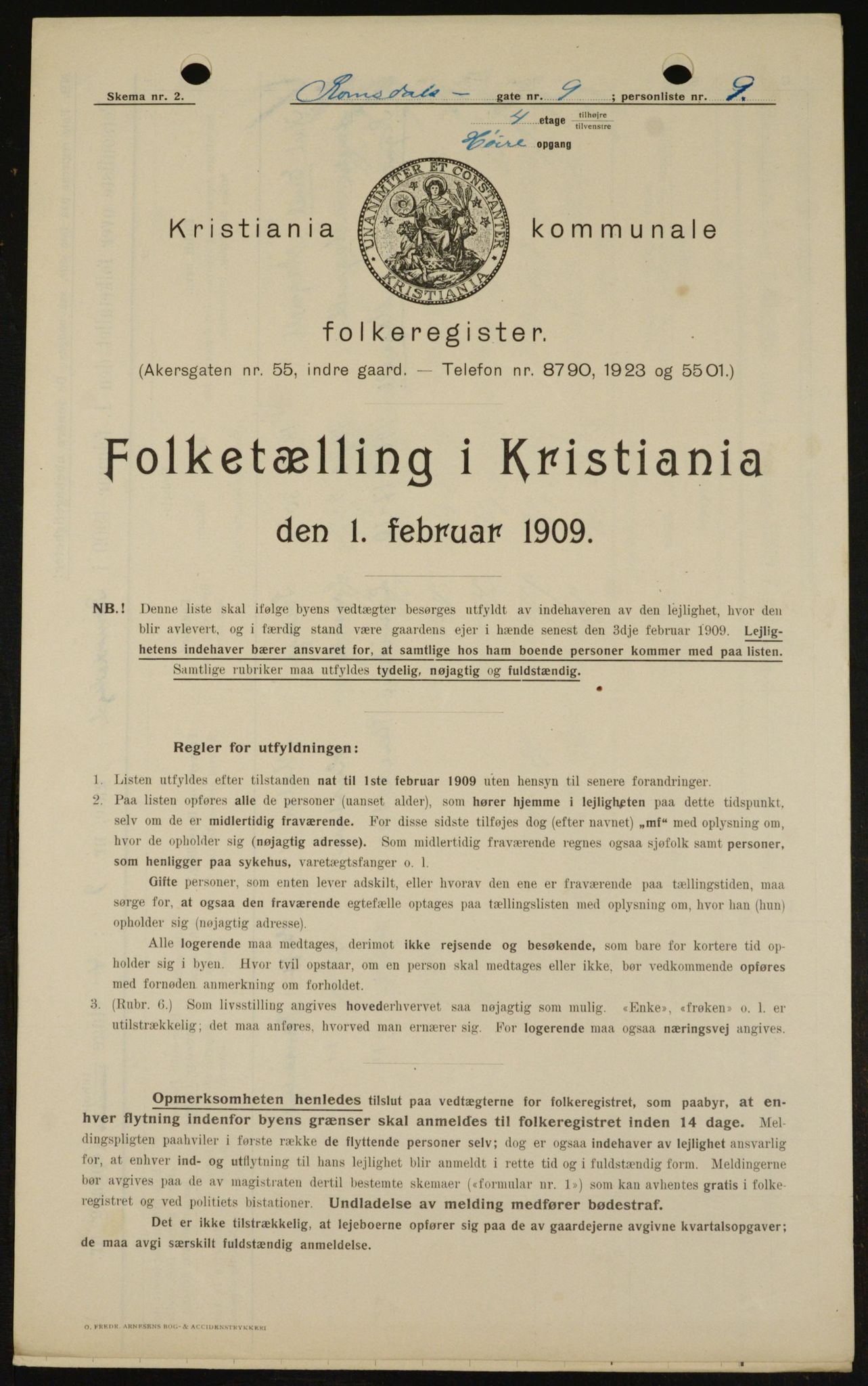 OBA, Municipal Census 1909 for Kristiania, 1909, p. 75528