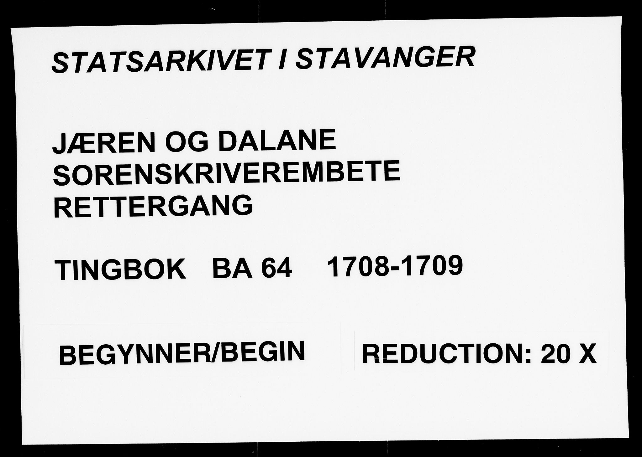 Jæren og Dalane sorenskriveri, AV/SAST-A-100306/3/30/30BA/L0064: TINGBOK, 1708-1709